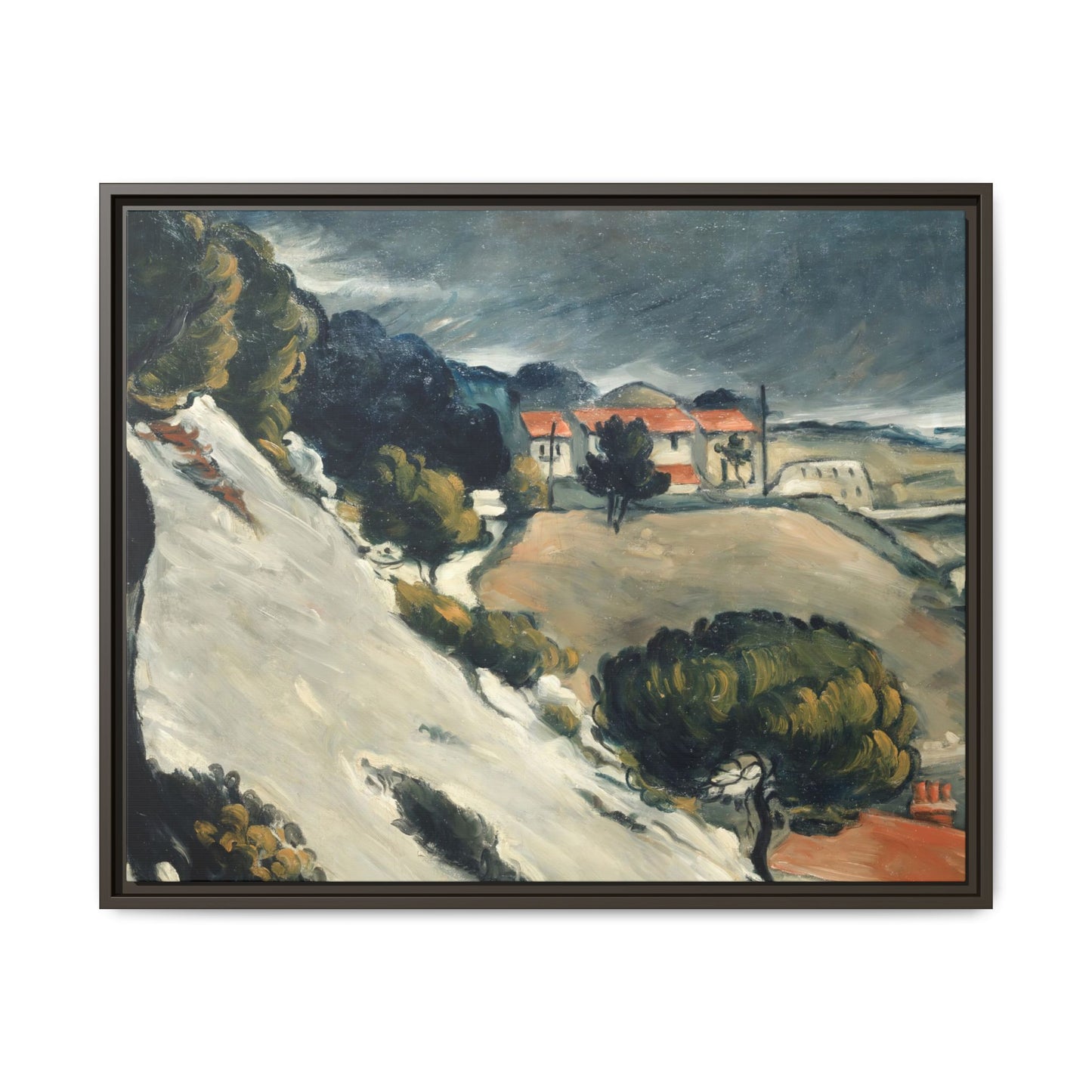 Cézanne, Paul - L’Estaque, Melting Snow (1870) - Matte Canvas, Framed