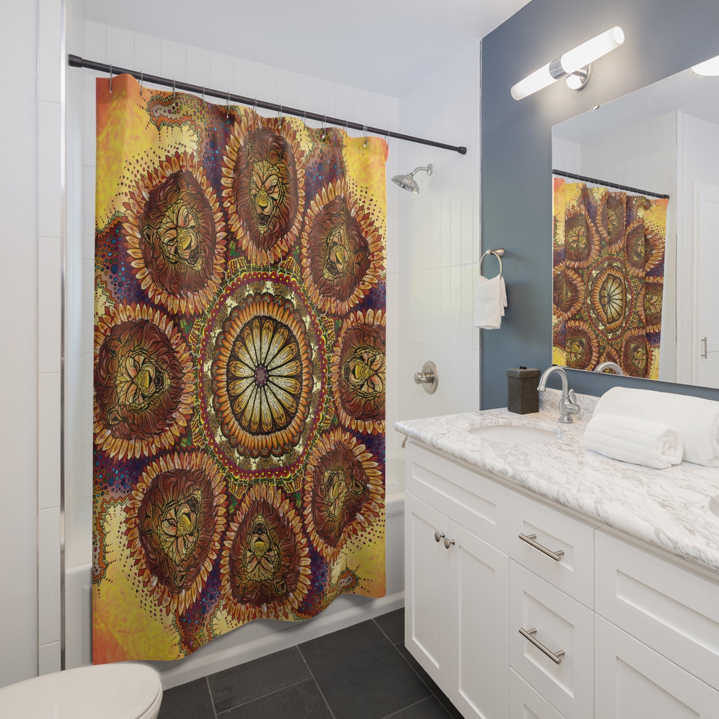 Lion Summer Mandala - Shower Curtains