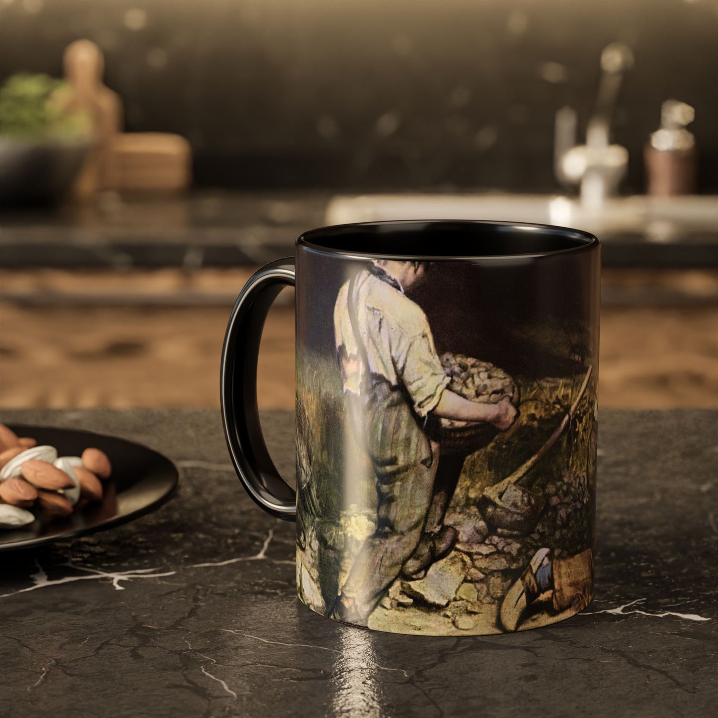 Courbet, Gustave - The Stone Breakers (1850) - Colorful Accent Mugs