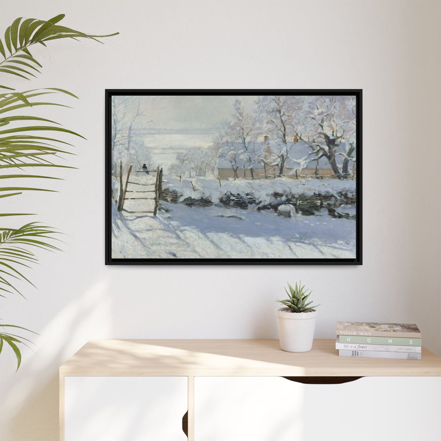 Monet, Claude - The Magpie (1868) - Matte Canvas, Framed