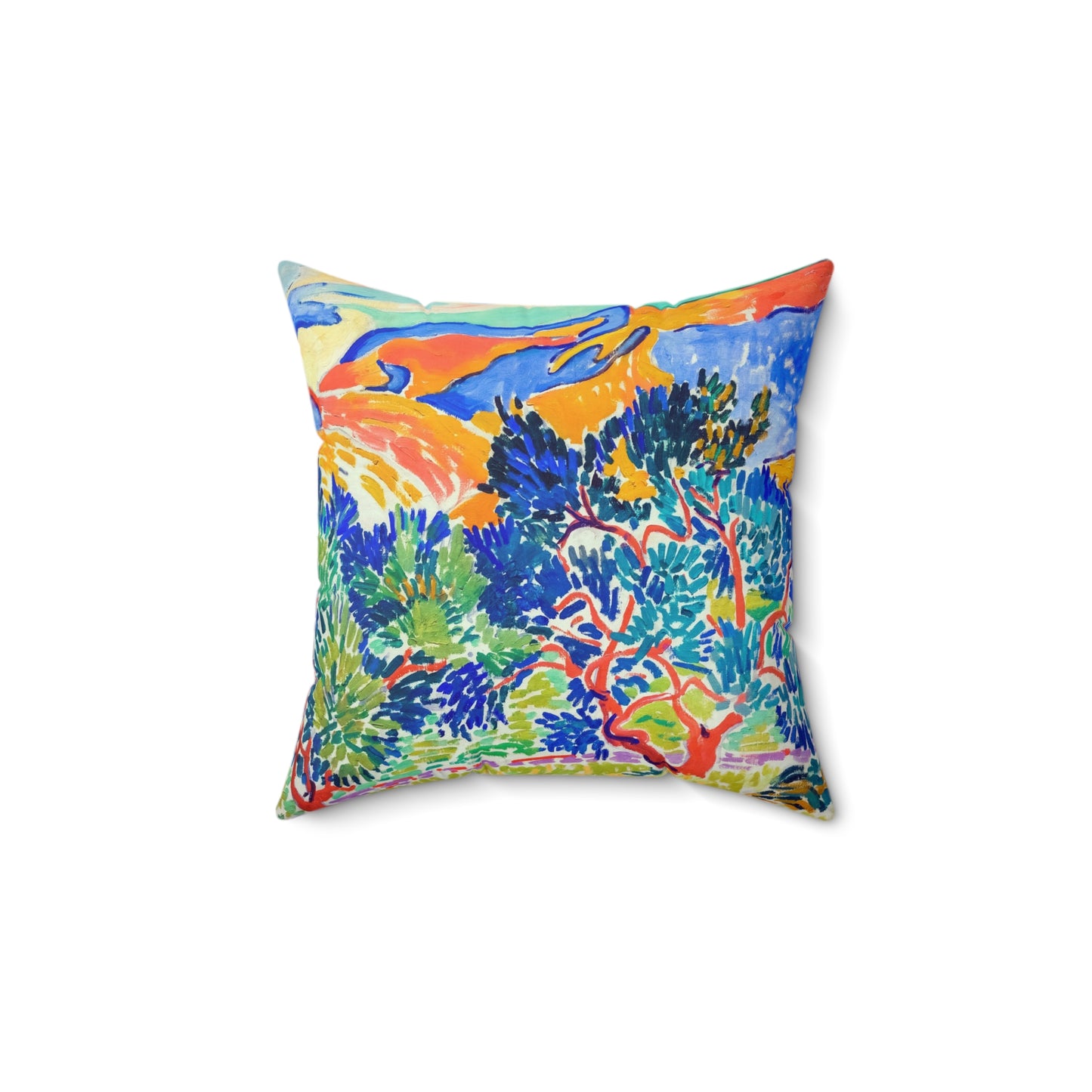 Derain, André - Mountains at Collioure (1905) - Suede Square Pillow
