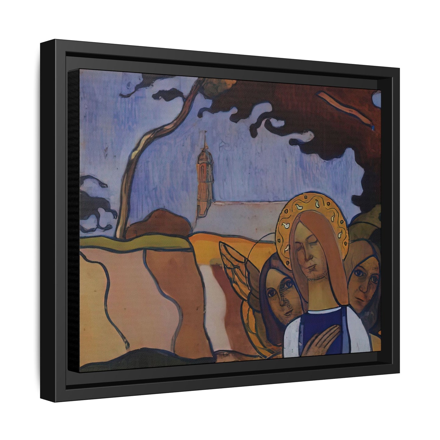 Filiger, Charles - Virgin and Two Angels (1895) - Matte Canvas, Framed