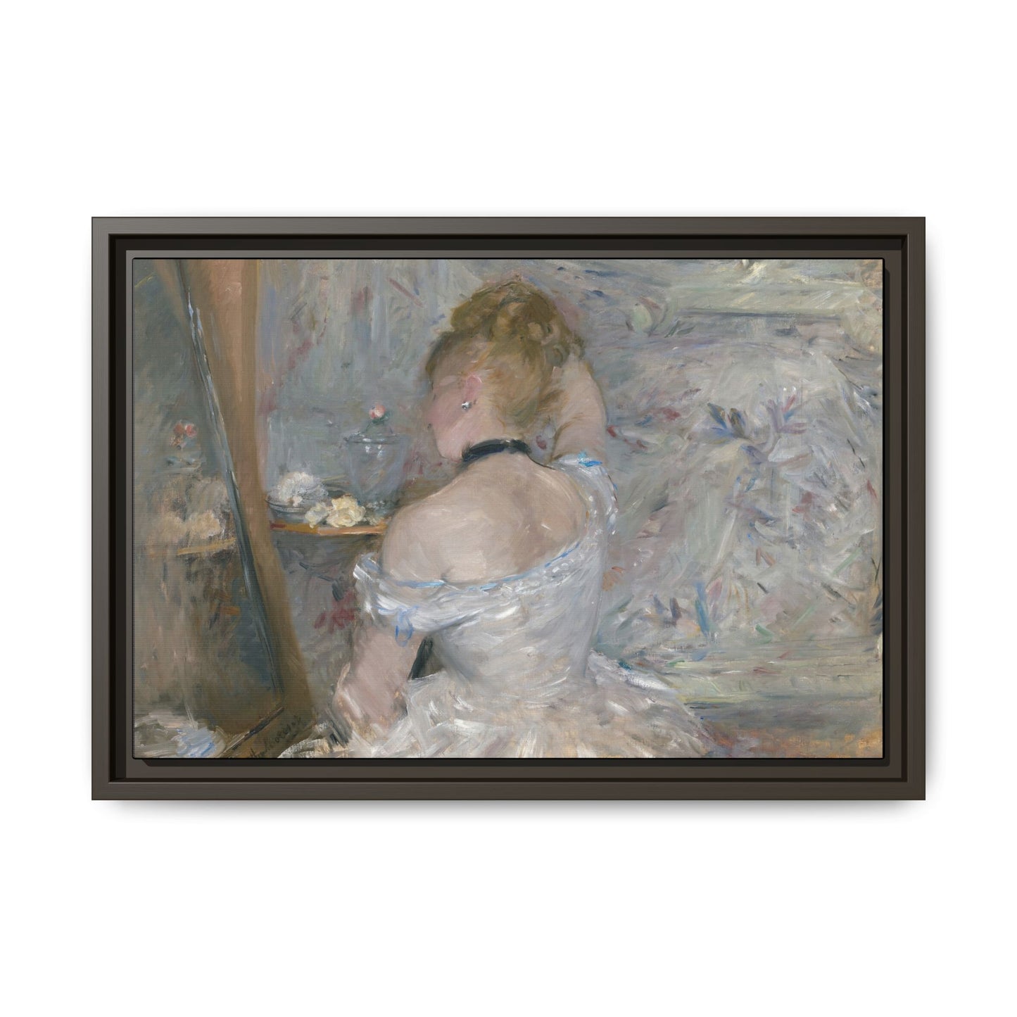 Morisot, Berthe - Woman at Her Toilette (1880) - Matte Canvas, Framed