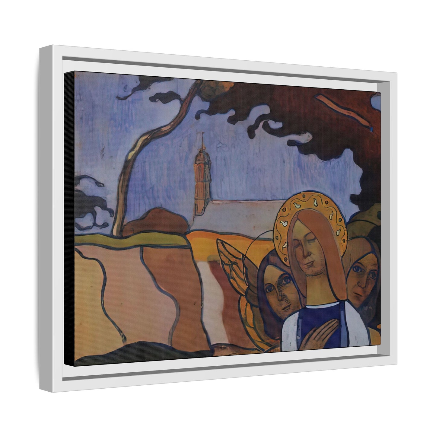 Filiger, Charles - Virgin and Two Angels (1895) - Matte Canvas, Framed