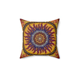 Solar Disc Mandala - Suede Square Pillow