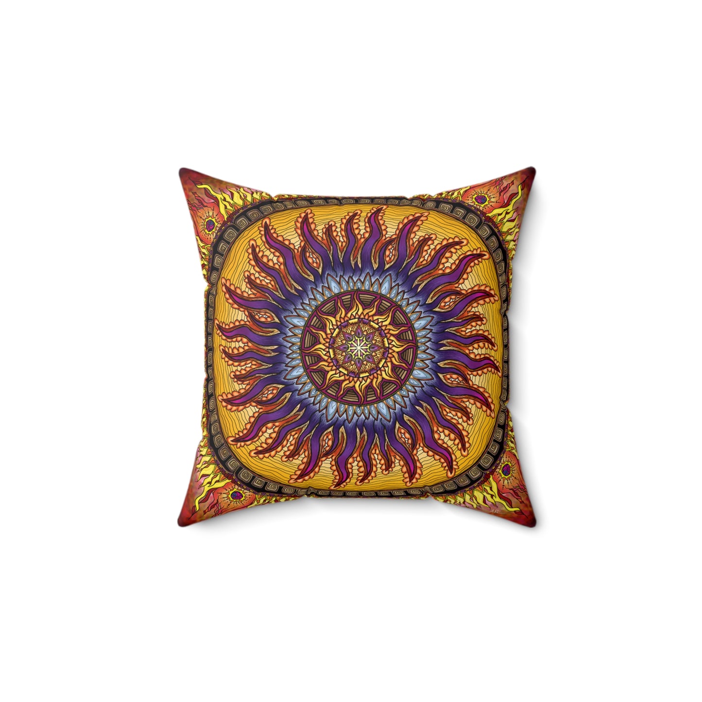Pacio, Adam - Solar Disc Mandala - Suede Square Pillow