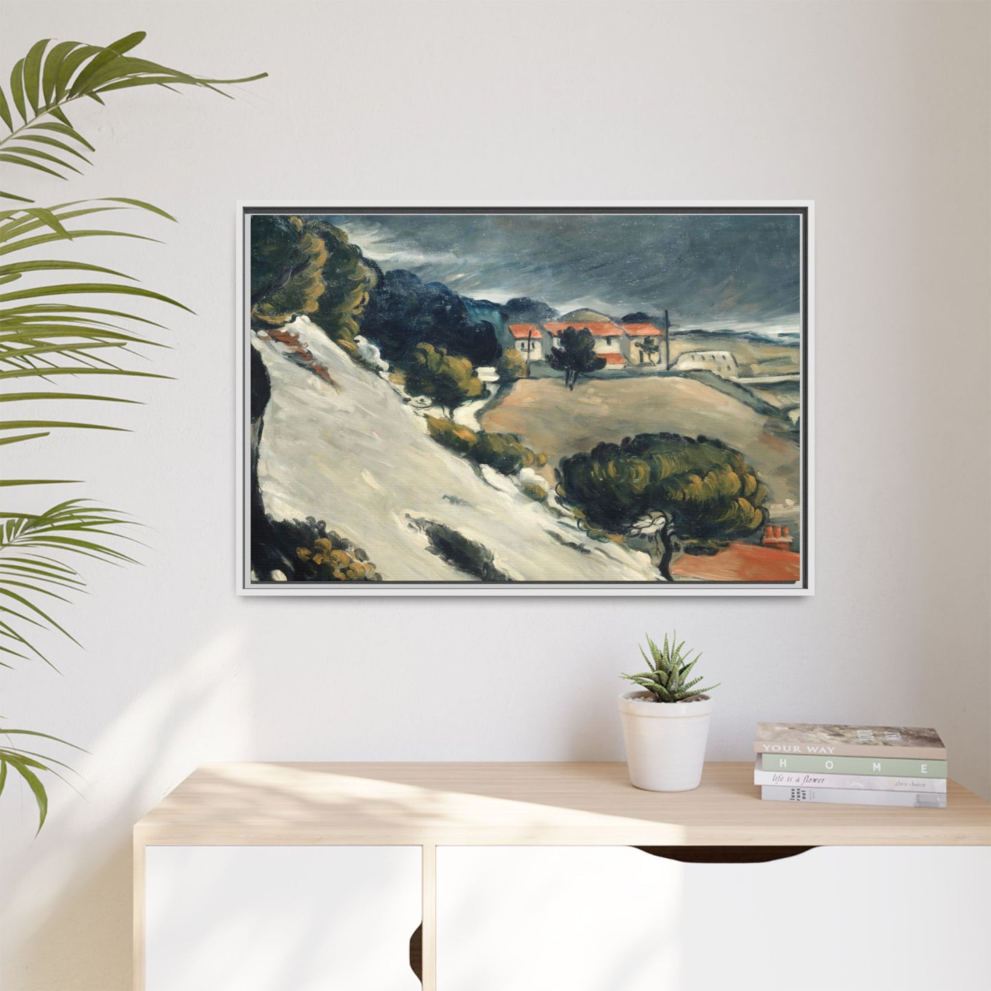 Cézanne, Paul - L’Estaque, Melting Snow (1870) - Matte Canvas, Framed