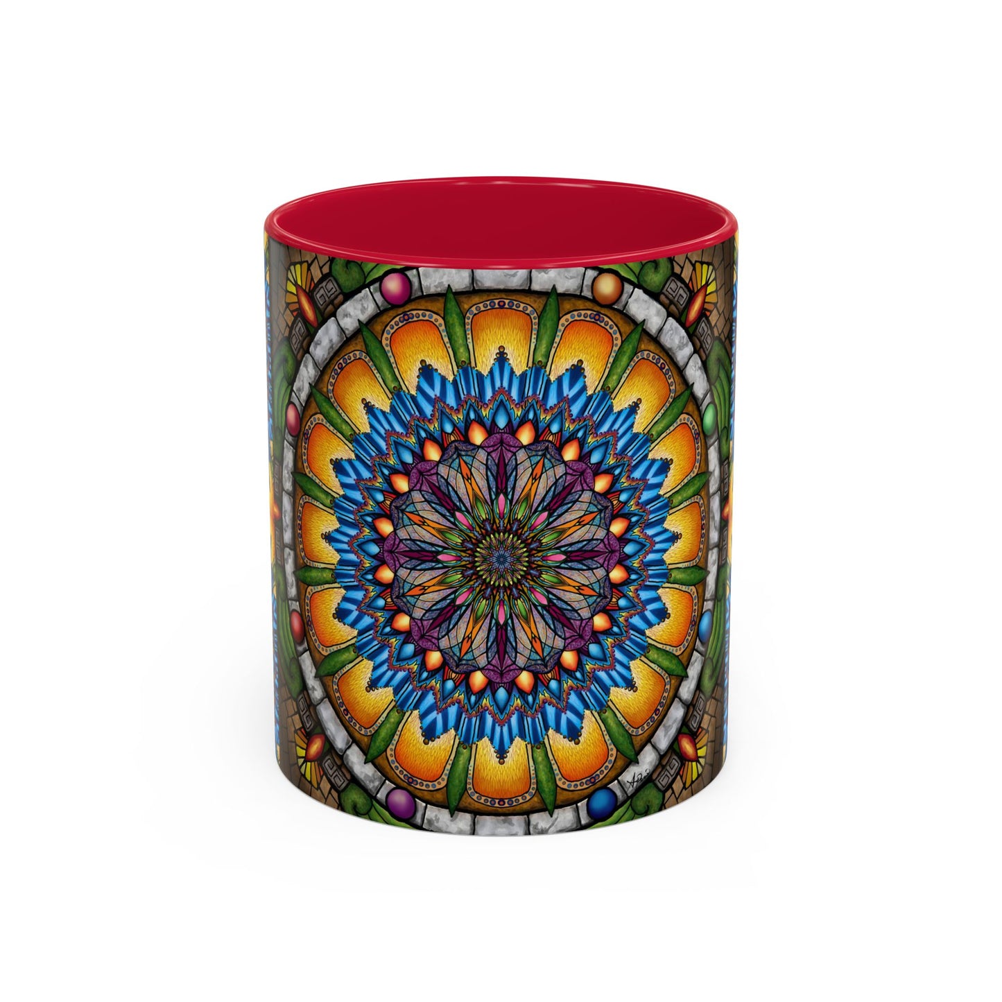 Pacio, Adam - Emerald Arrows Mandala - Colorful Accent Mugs