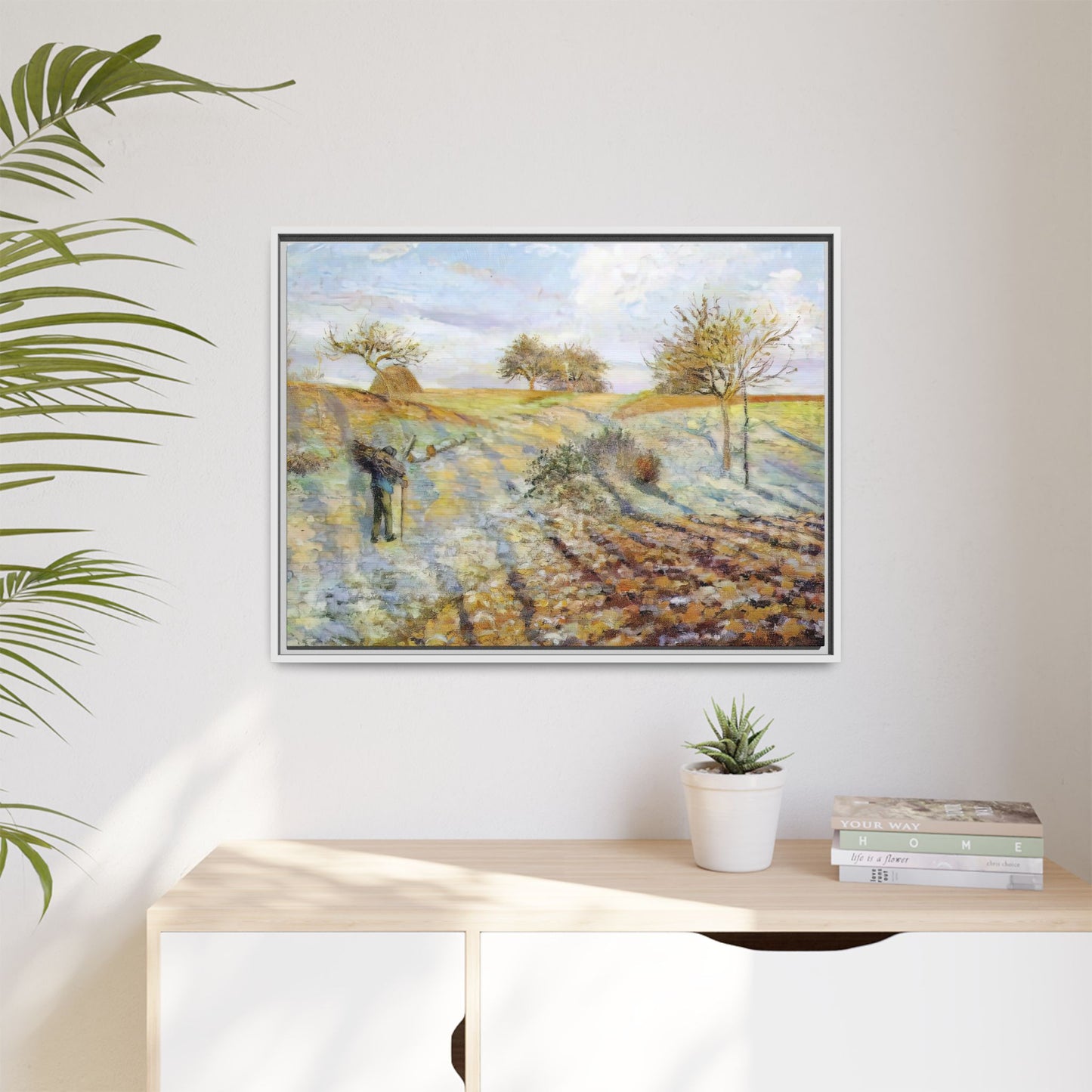 Pissarro, Camille - Hoarfrost (1873) - Matte Canvas, Framed