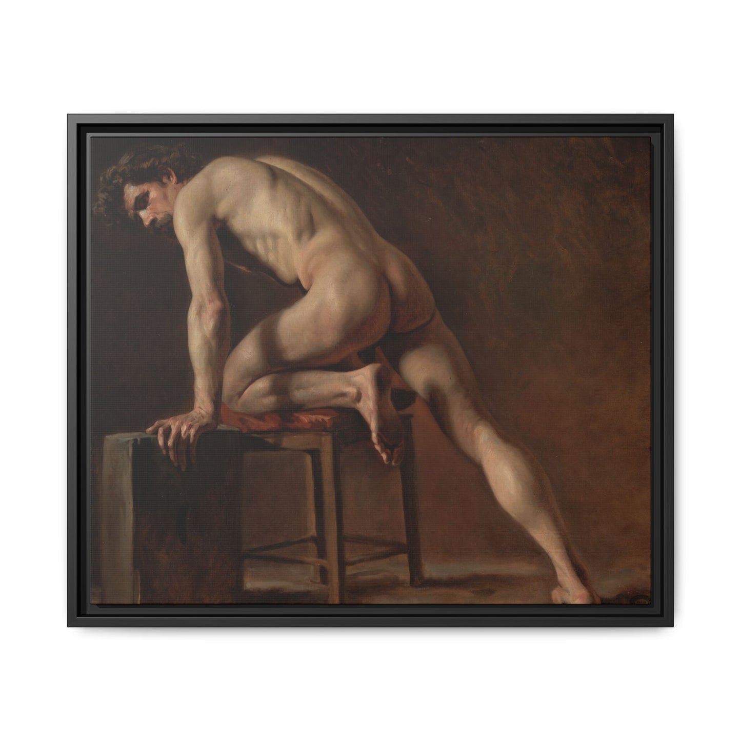 Courbet, Gustave - Study of a Nude Man (1840) - Matte Canvas, Framed
