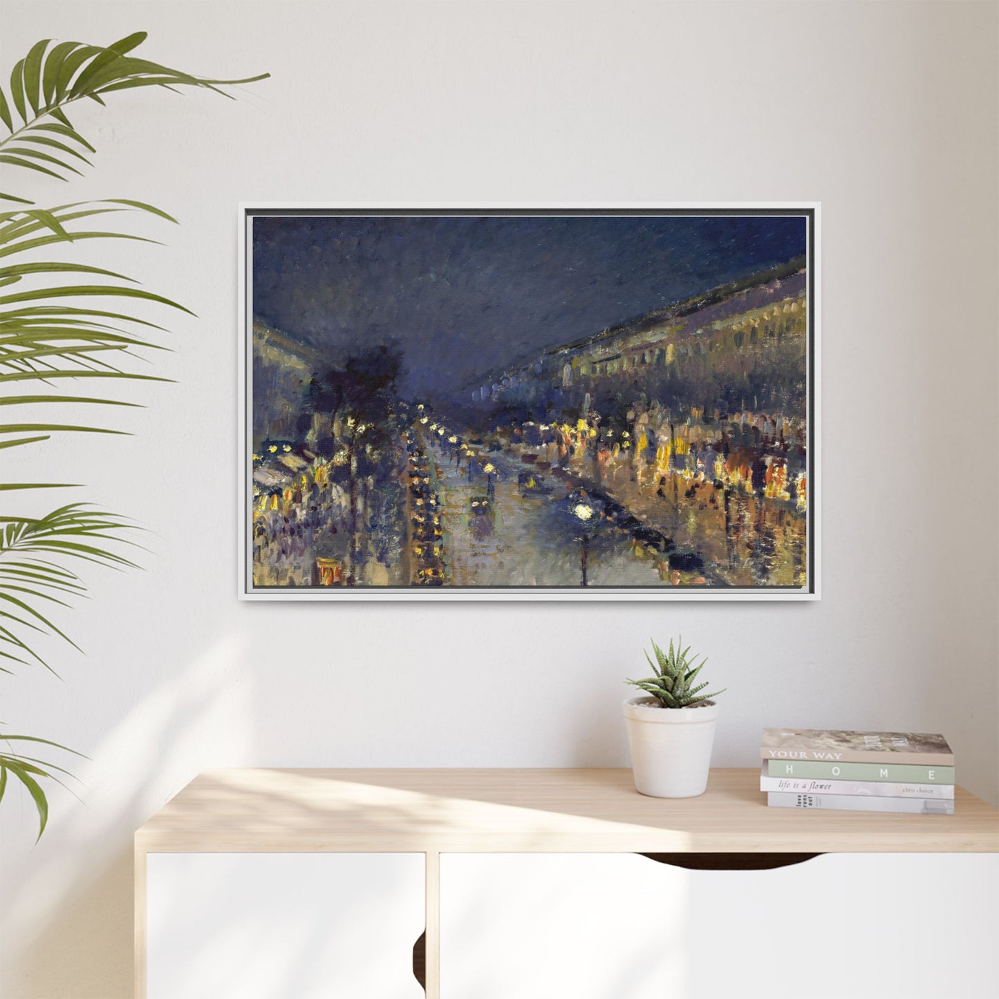 Pissarro, Camille - The Boulevard Montmartre At Night (1897) - Matte Canvas, Framed
