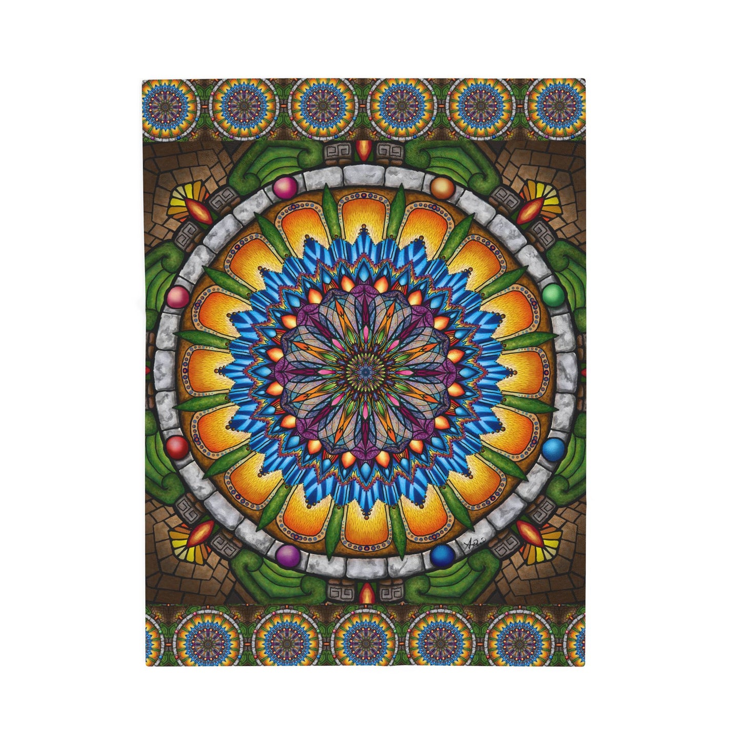 Pacio, Adam - Emerald Arrows Mandal - Velveteen Plush Blanket