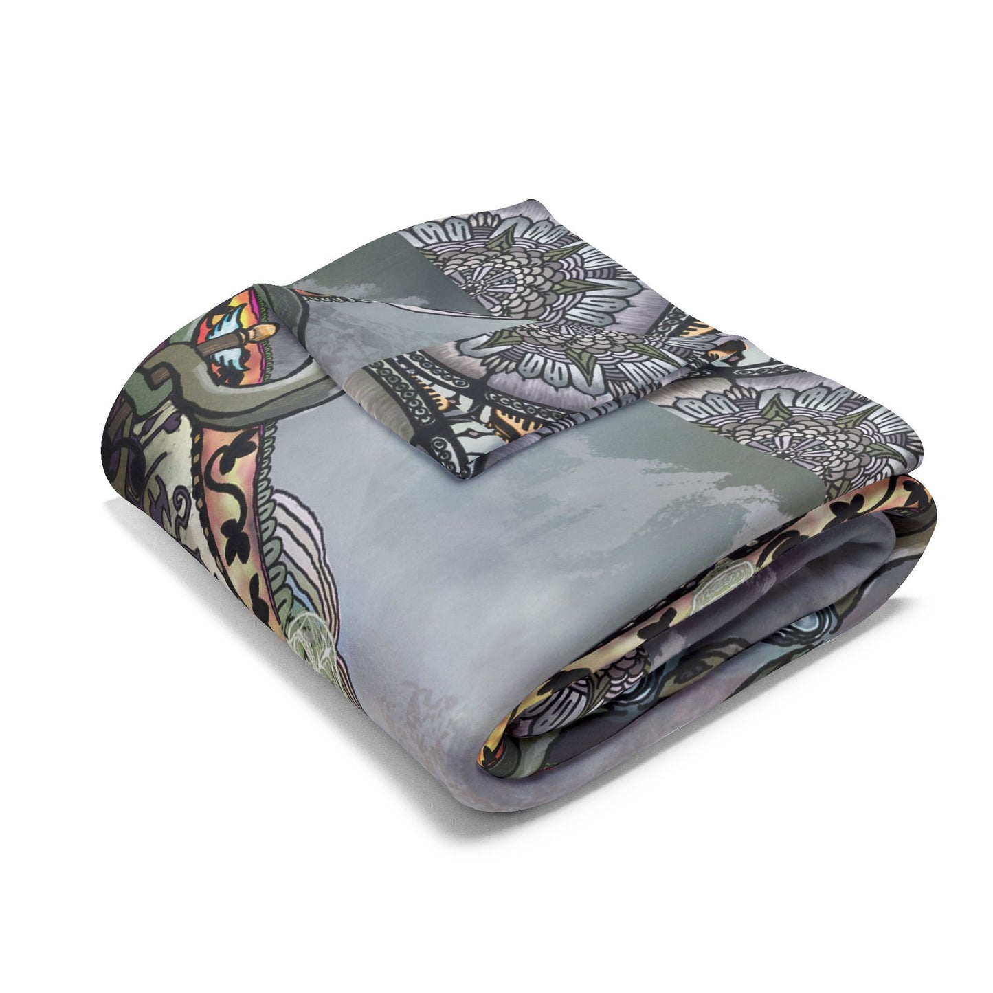 Memento Mori Mandala - Arctic Fleece Blanket