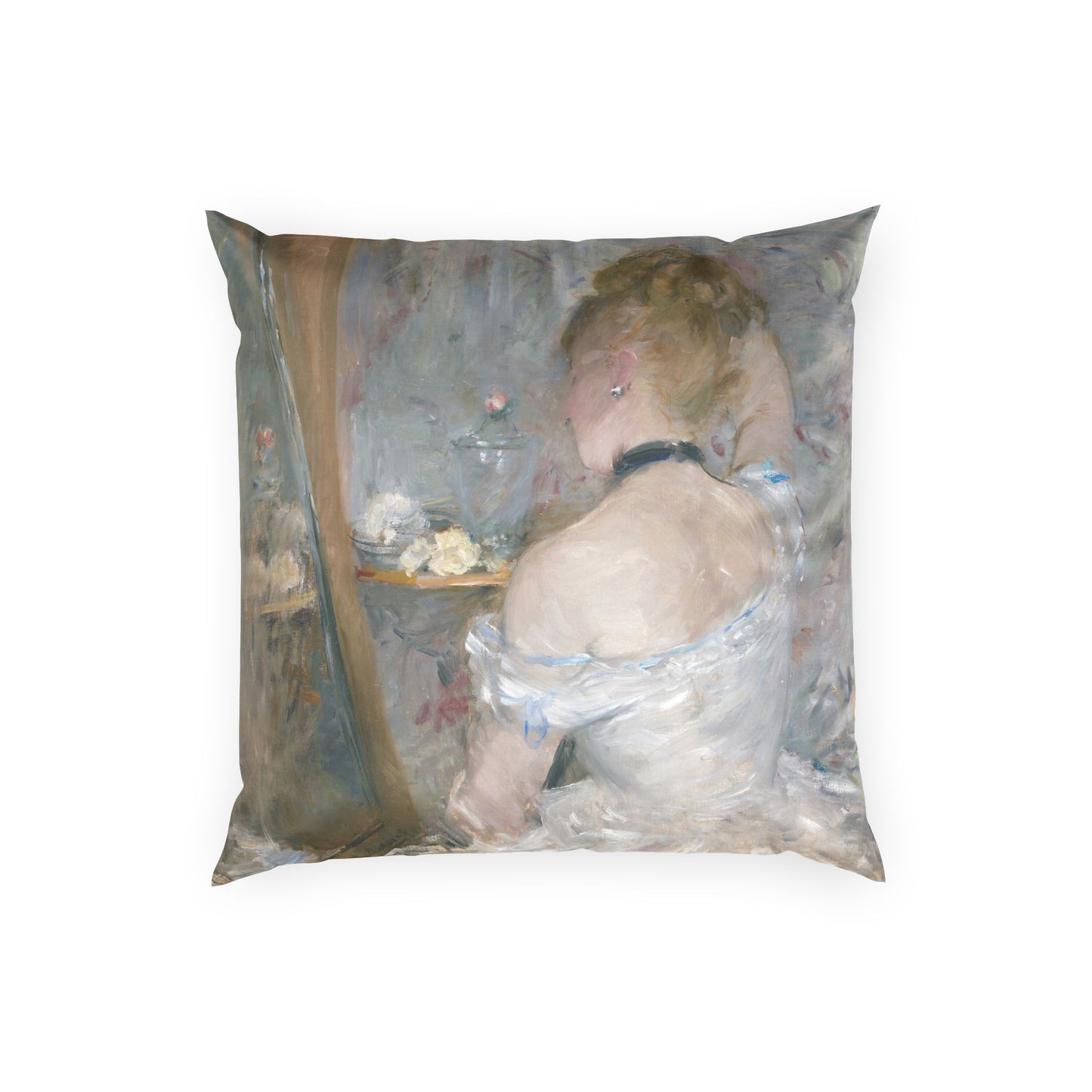 Morisot, Berthe - Woman at Her Toilette (1880) - Poly Velvet Pillow
