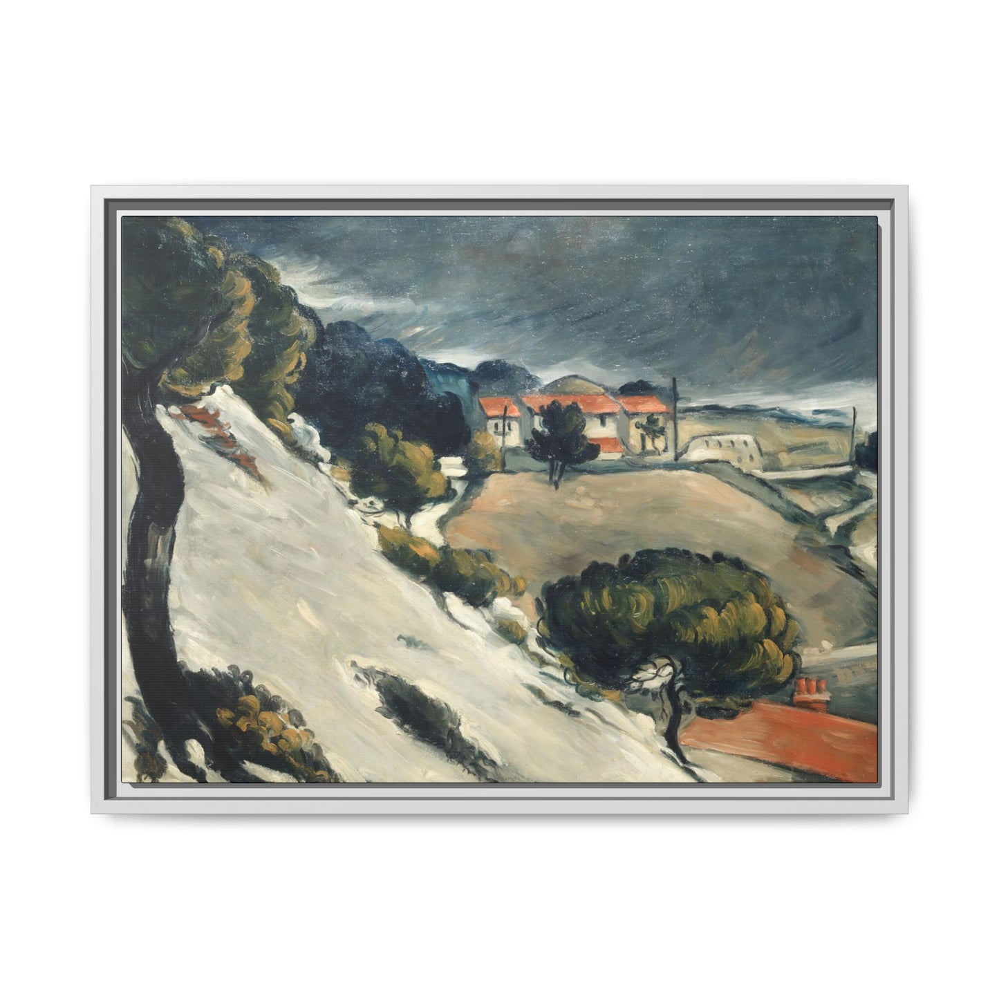 Cézanne, Paul - L’Estaque, Melting Snow (1870) - Matte Canvas, Framed