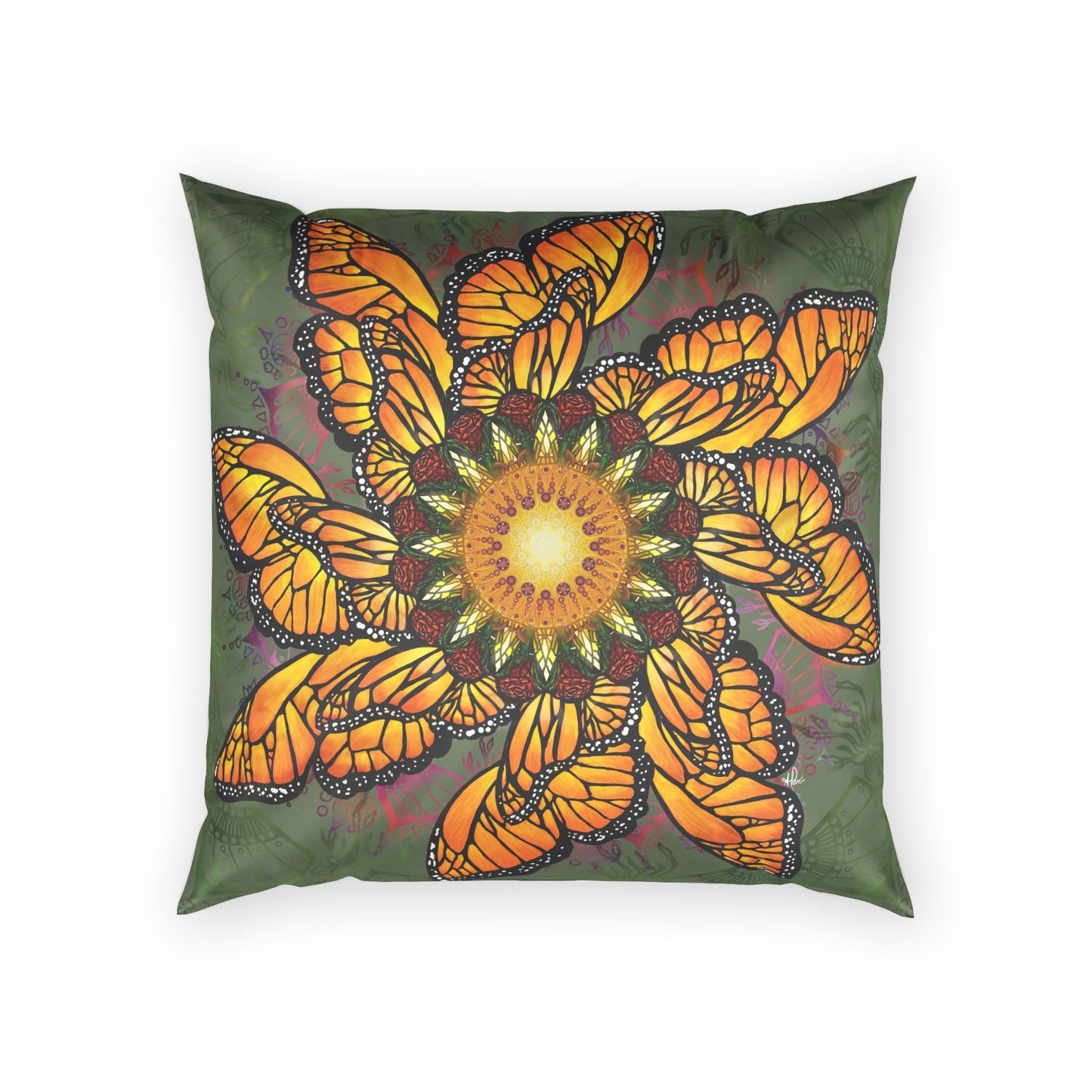 Pacio, Adam - Monarch Butterfly Mandala - Poly Velvet Pillow