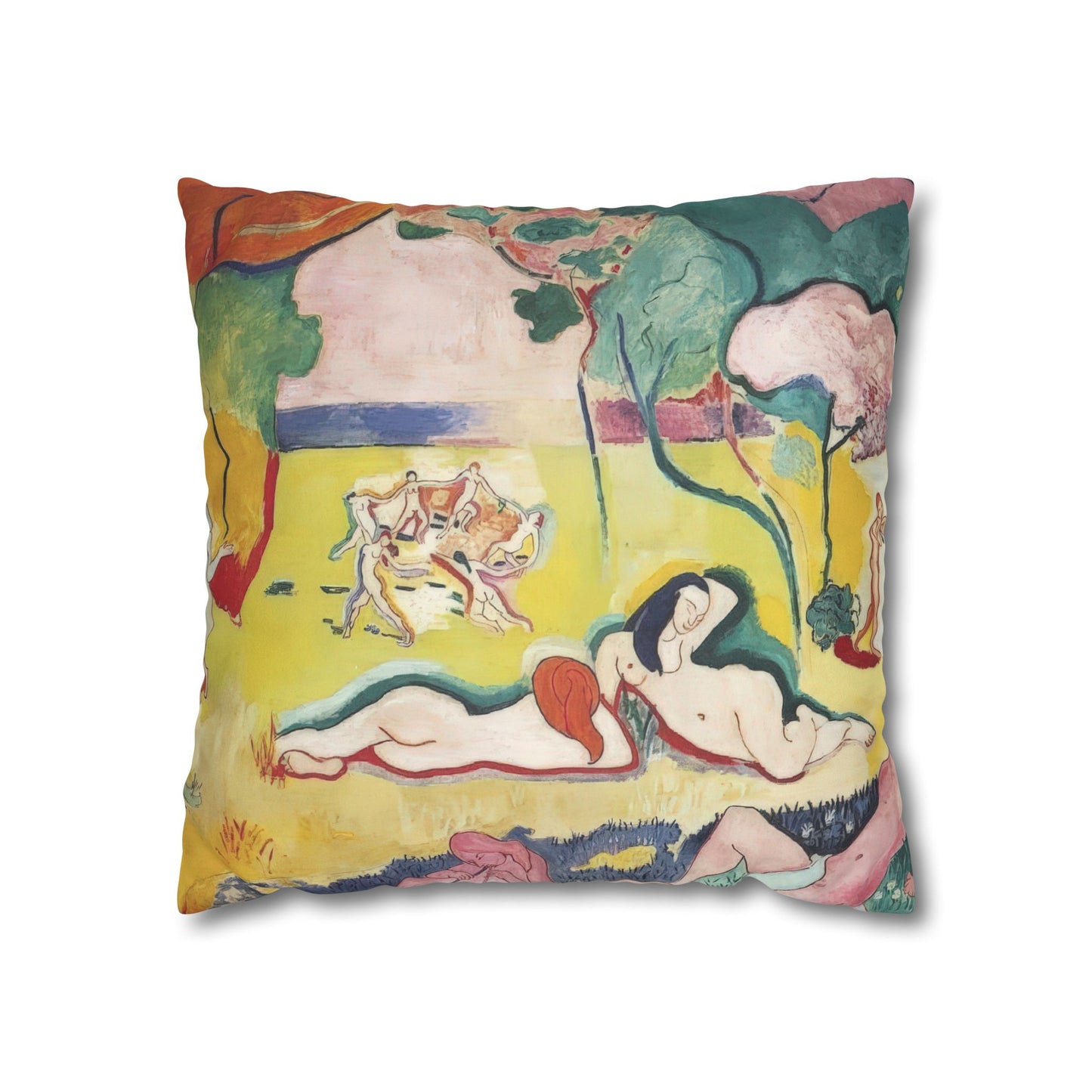 Matisse, Henri - The Joy of Life (1905) - Suede Square Pillowcase