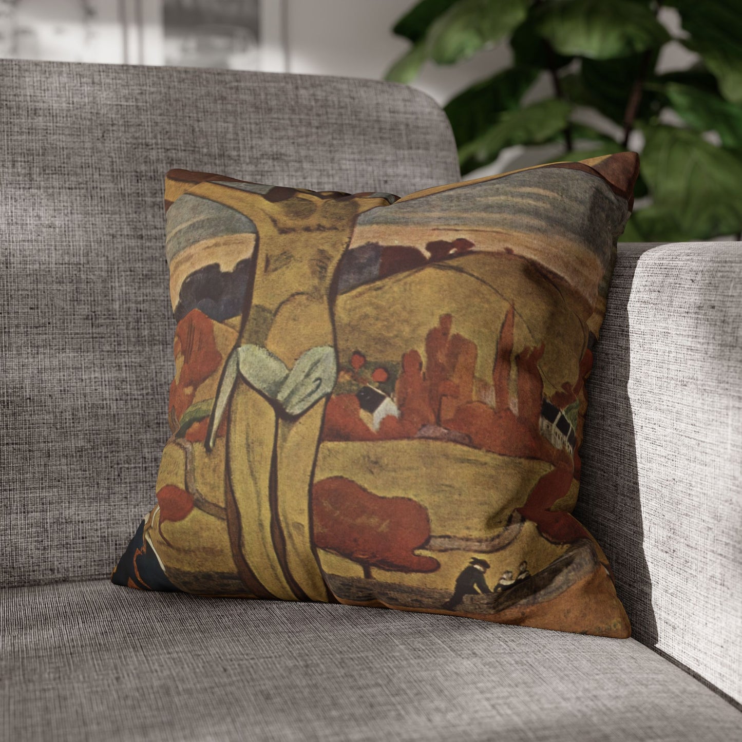 Gauguin, Paul - The Yellow Christ (1889) - Suede Square Pillowcase
