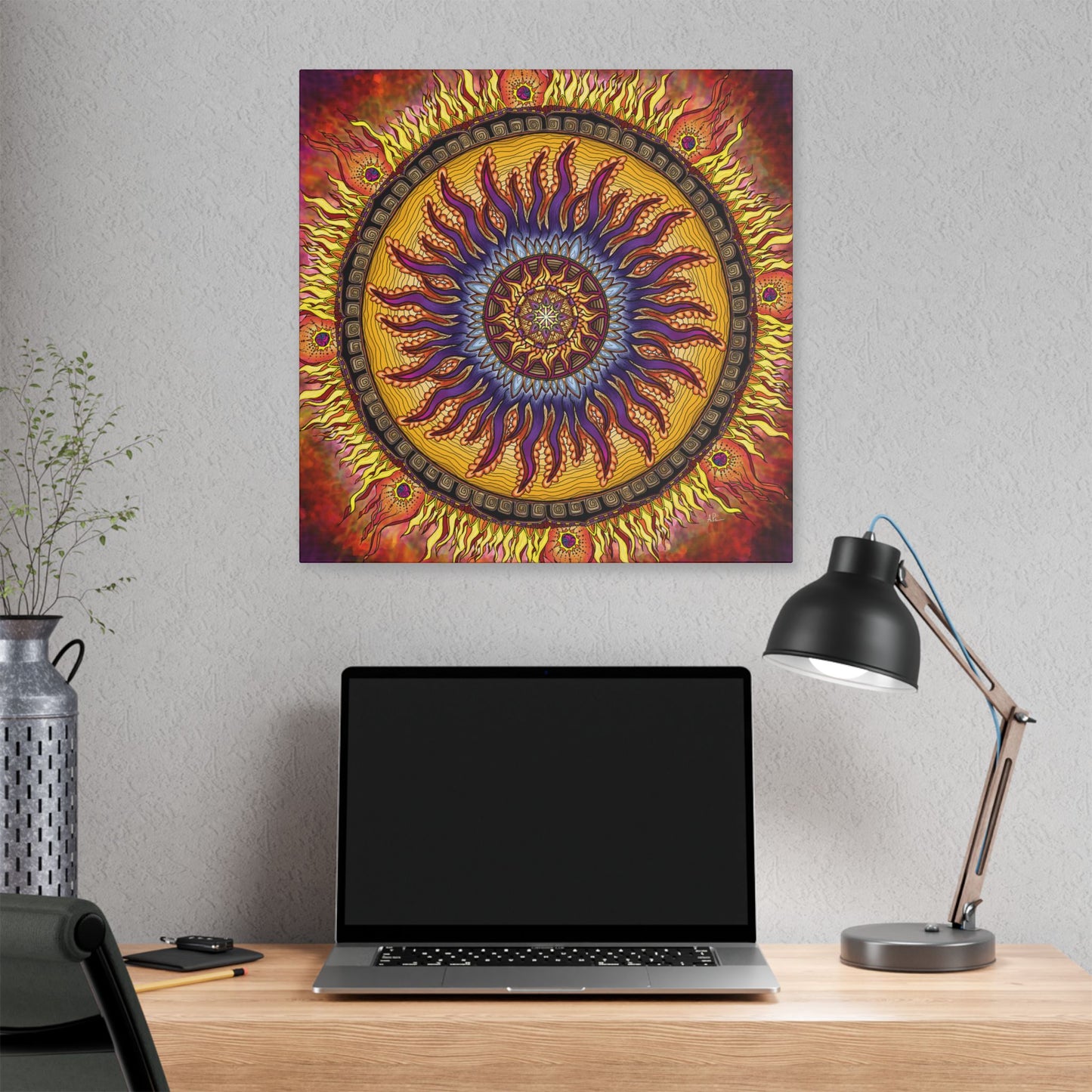 Solar Disc Mandala - Canvas Block