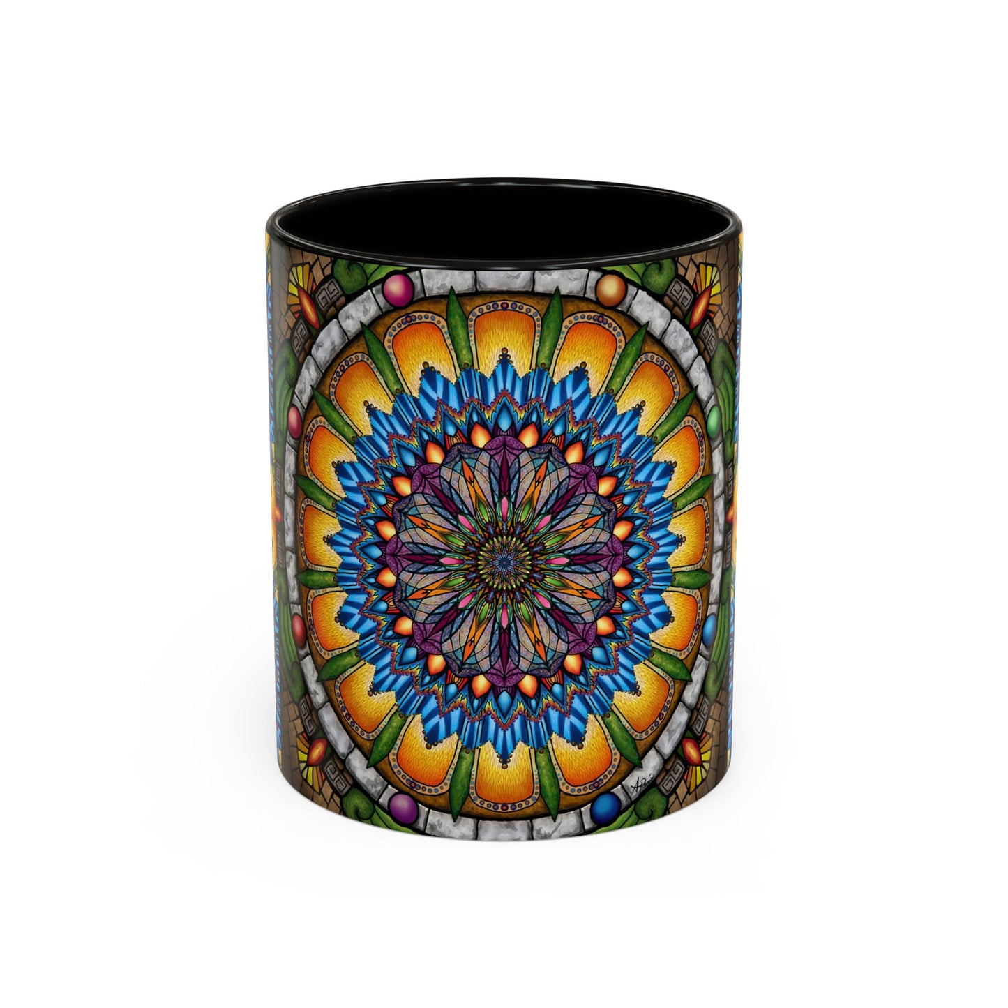 Pacio, Adam - Emerald Arrows Mandala - Colorful Accent Mugs