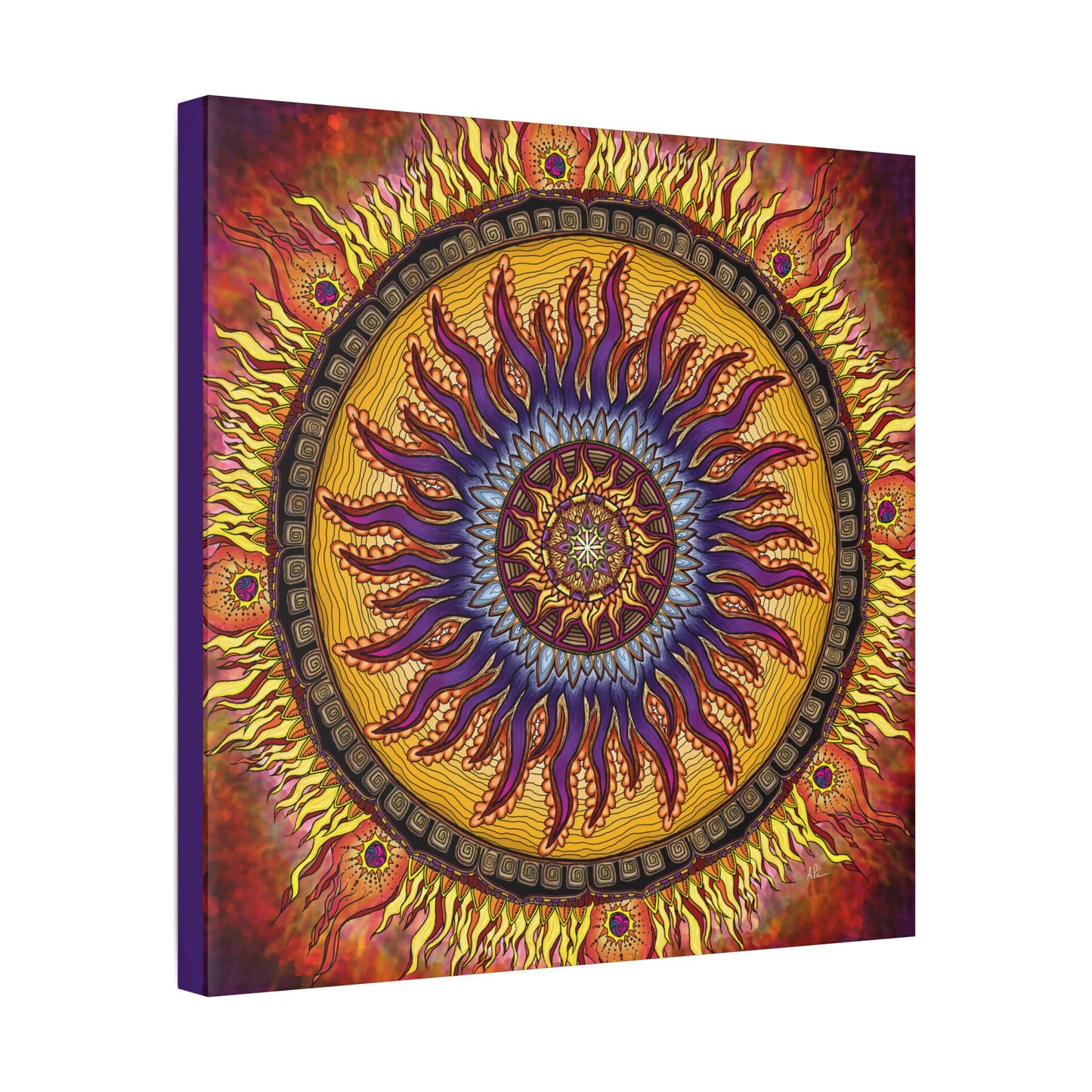 Solar Disc Mandala - Canvas Block