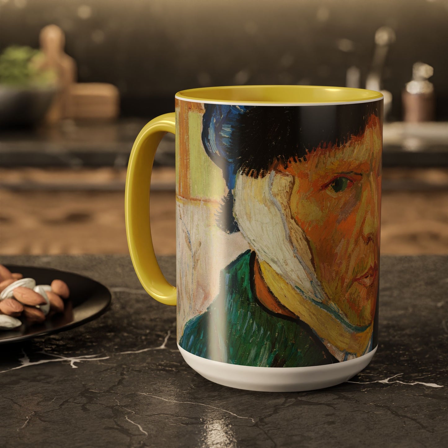 Van Gogh, Vincent - Self Portrait with Bandaged Ear (1889) - Colorful Accent Mugs