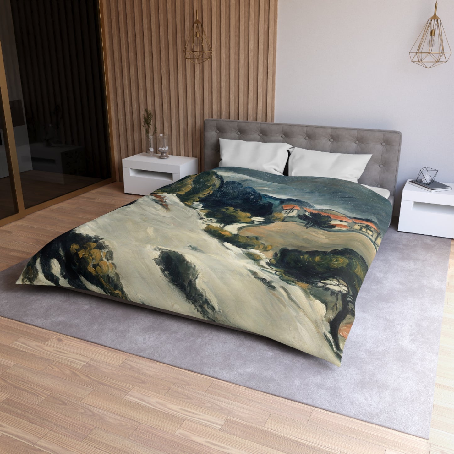 Cézanne, Paul - L’Estaque, Melting Snow (1870) - Microfiber Duvet Cover