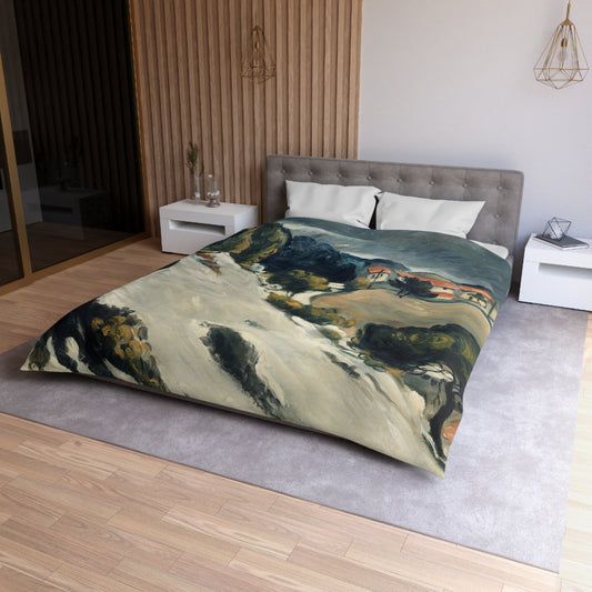 Cézanne, Paul - L’Estaque, Melting Snow (1870) - Microfiber Duvet Cover