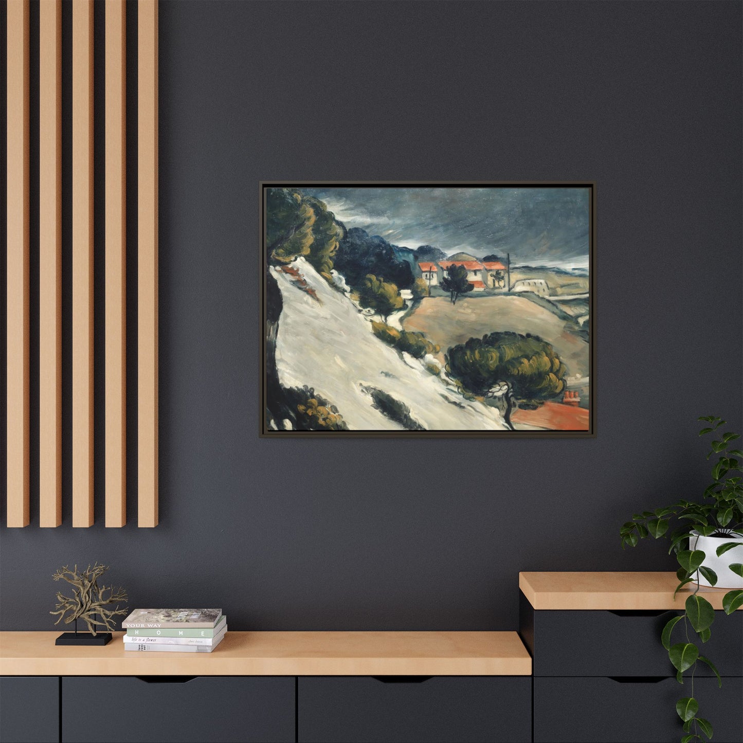 Cézanne, Paul - L’Estaque, Melting Snow (1870) - Matte Canvas, Framed