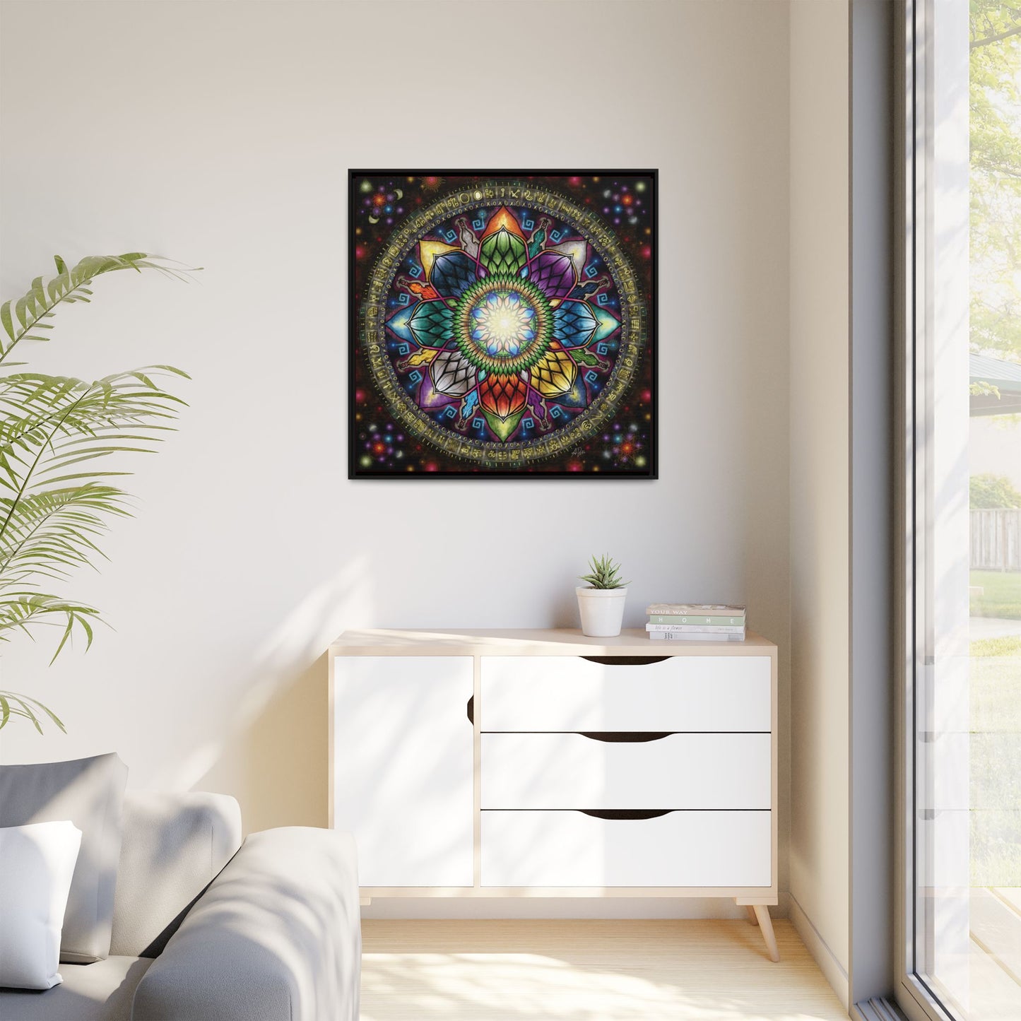 Mystic Jewel Mandala - Framed Matte Canvas