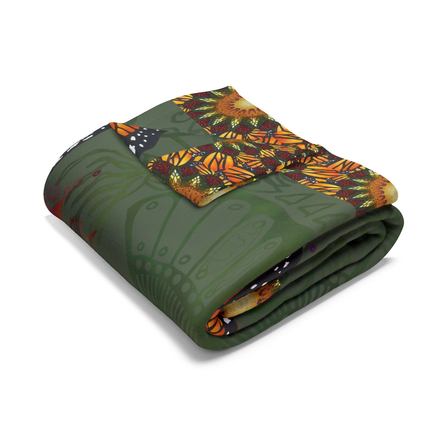 Monarch Butterfly Mandala - Arctic Fleece Blanket