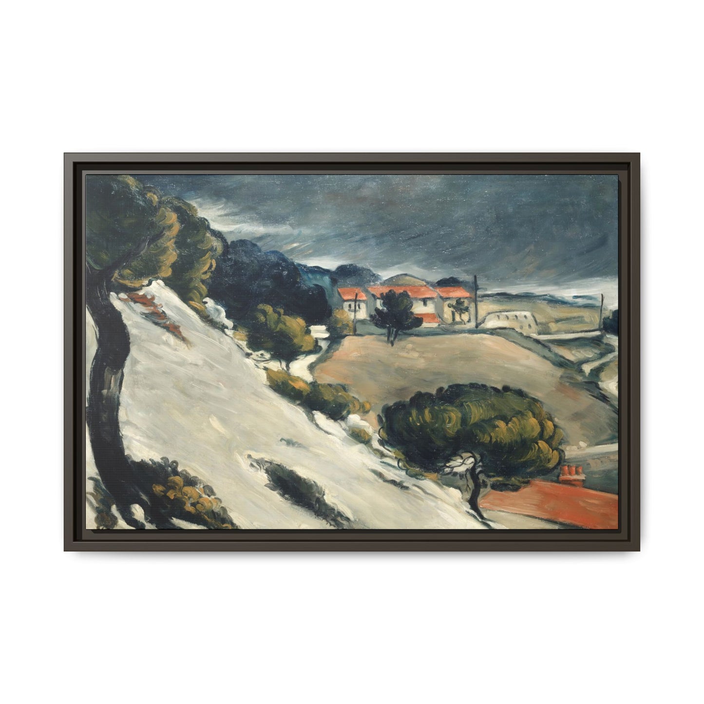 Cézanne, Paul - L’Estaque, Melting Snow (1870) - Matte Canvas, Framed