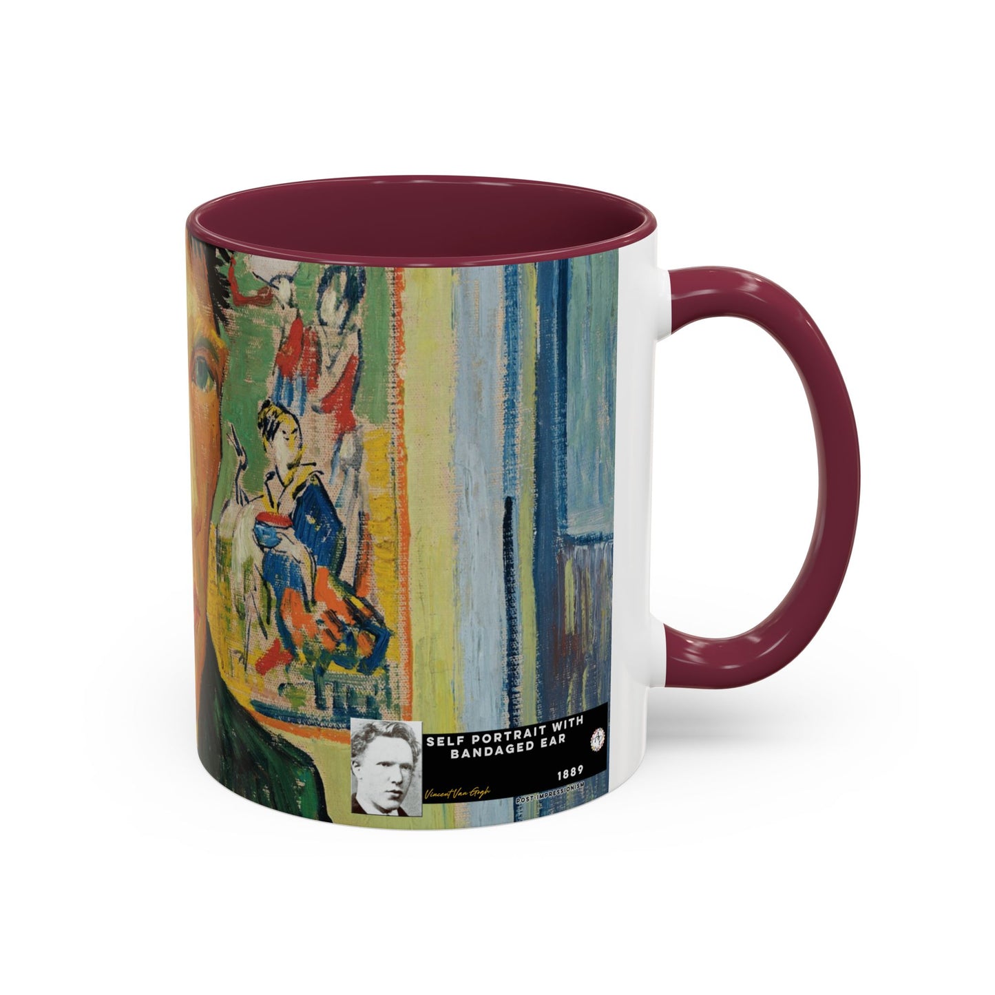 Van Gogh, Vincent - Self Portrait with Bandaged Ear (1889) - Colorful Accent Mugs