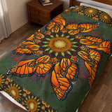 Monarch Butterfly Mandala - Velveteen Plush Blanket