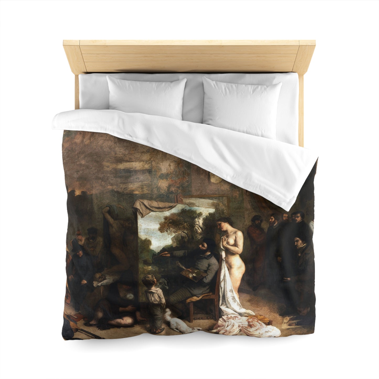 Courbet, Gustave - The Painter’s Studio (1855) - Microfiber Duvet Cover