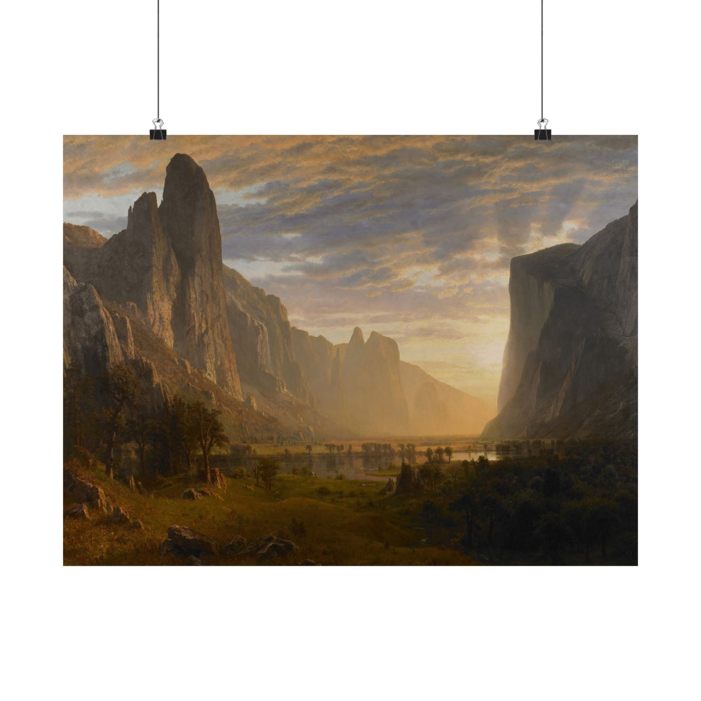Bierstadt, Albert - Looking Down Yosemite Valley (1865) - Satin Posters