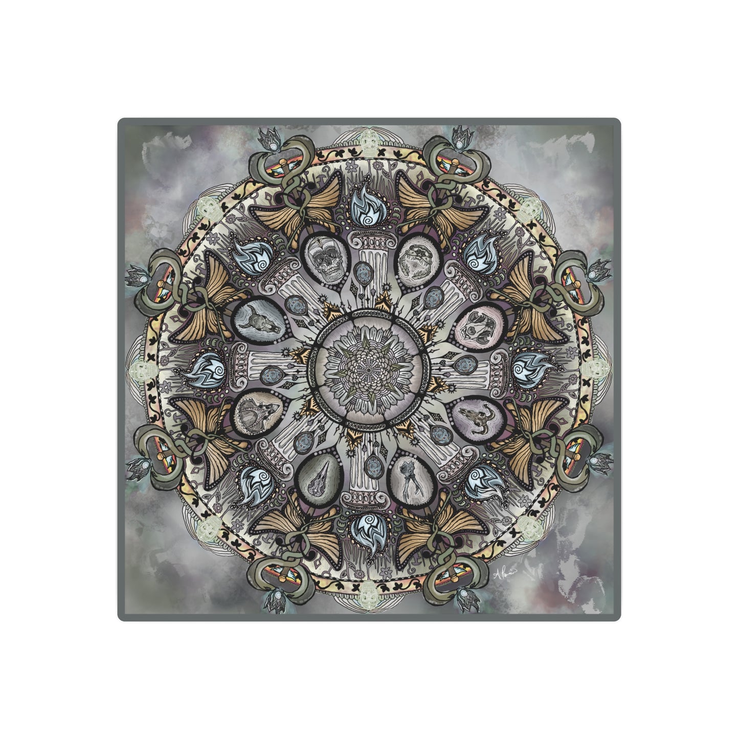 Memento Mori Mandala - Metal Sign