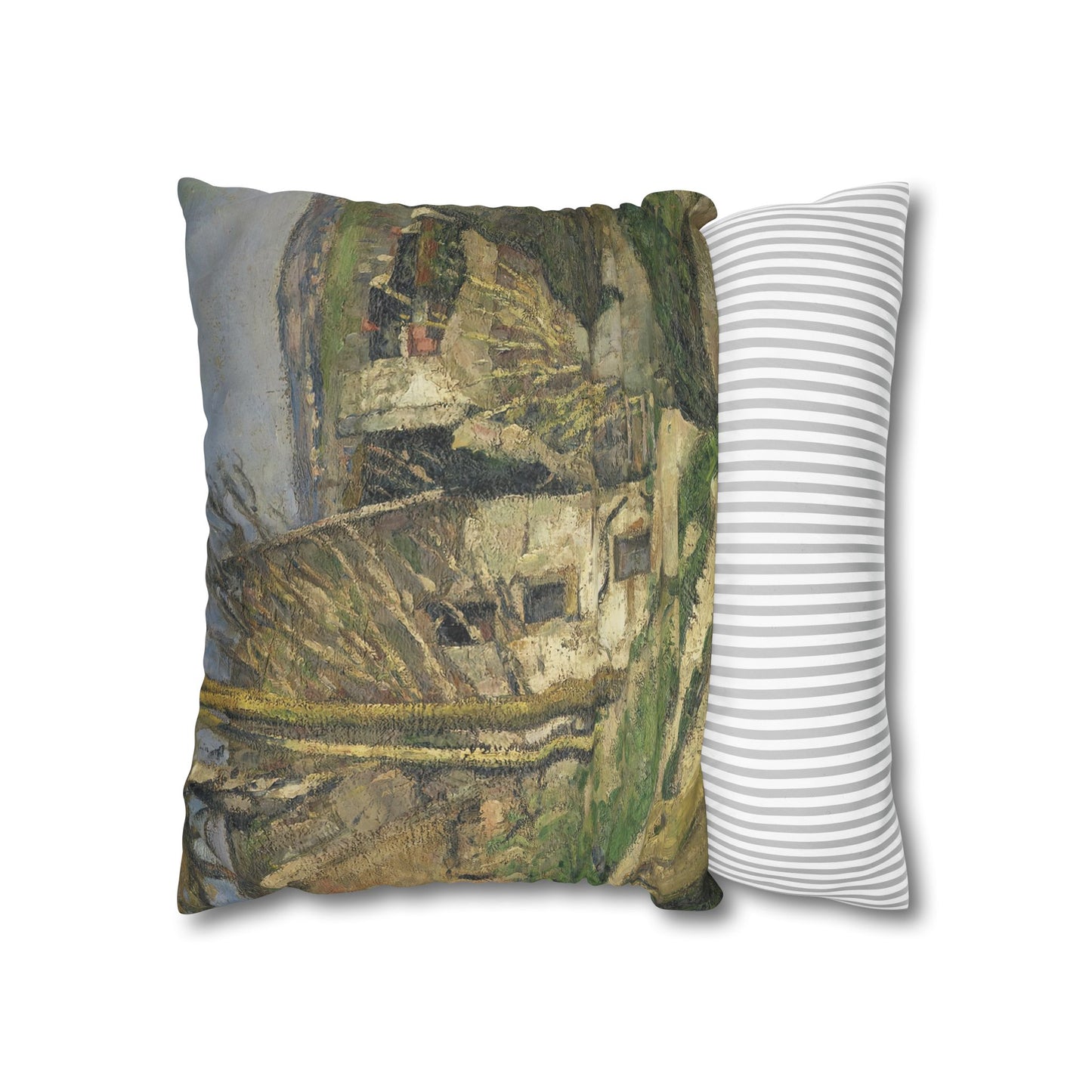 Cézanne, Paul - The House of the Hanged Man, Auvers-sur-Oise (1874) - Suede Square Pillowcase