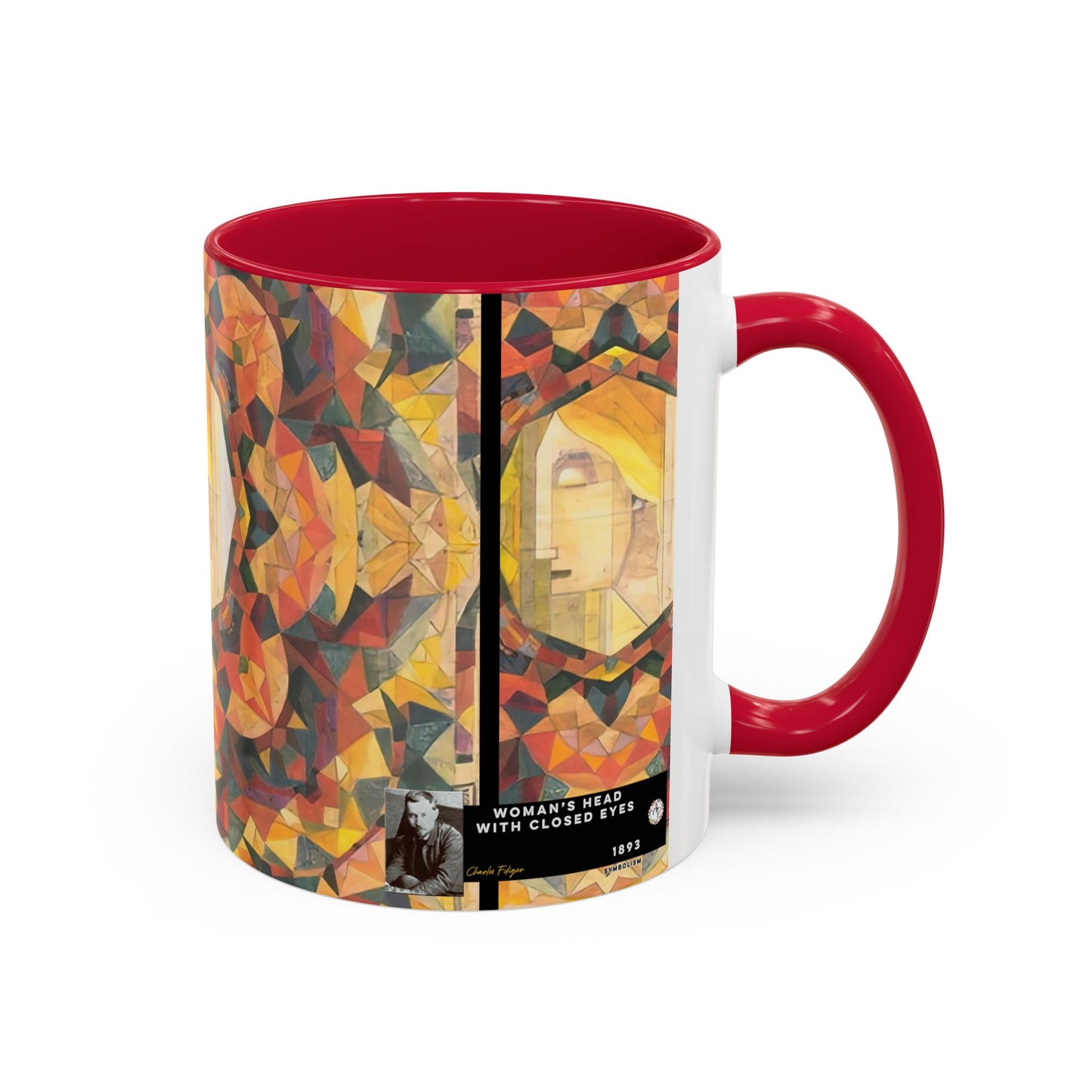 Filiger, Charles - Woman’s Head with Closed Eyes (1893) - Colorful Accent Mugs