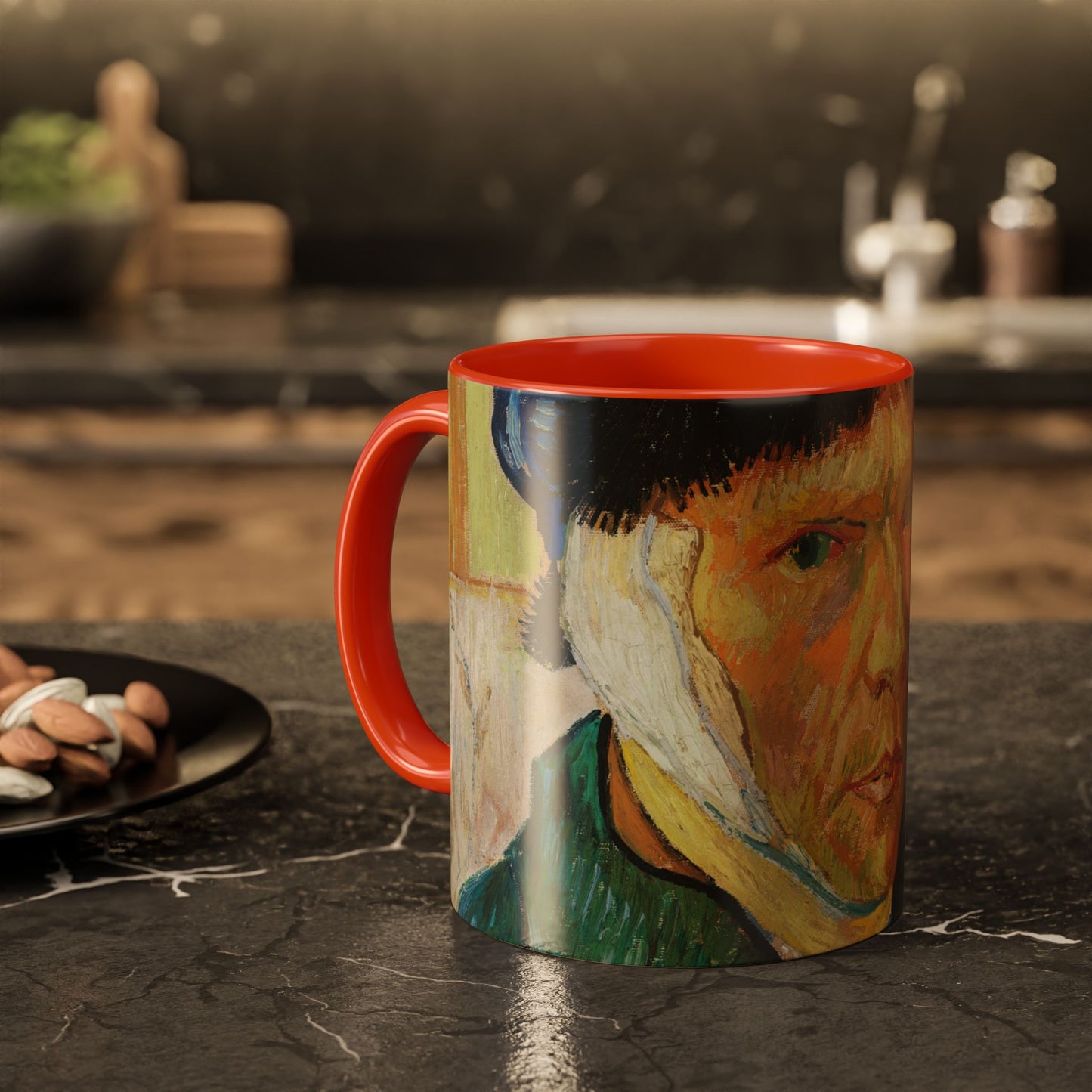 Van Gogh, Vincent - Self Portrait with Bandaged Ear (1889) - Colorful Accent Mugs
