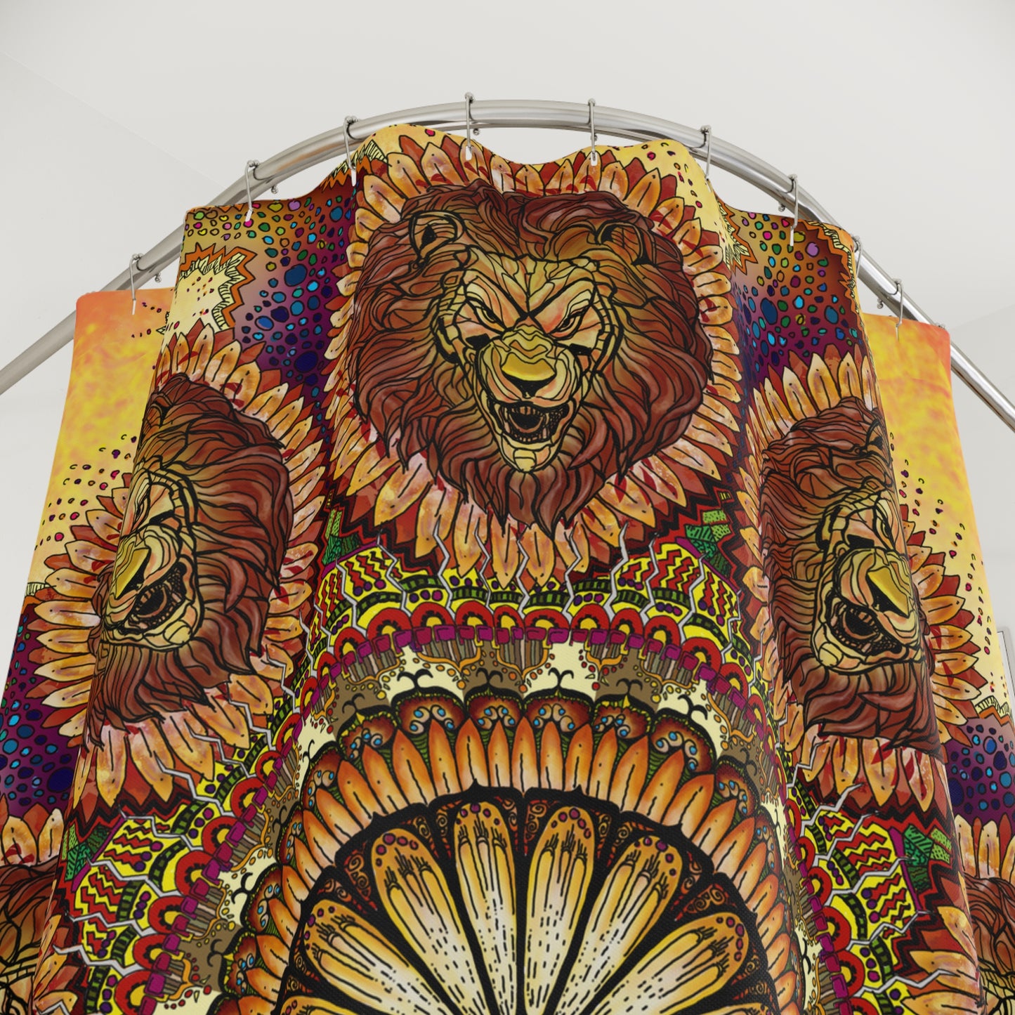 Lion Summer Mandala - Shower Curtains