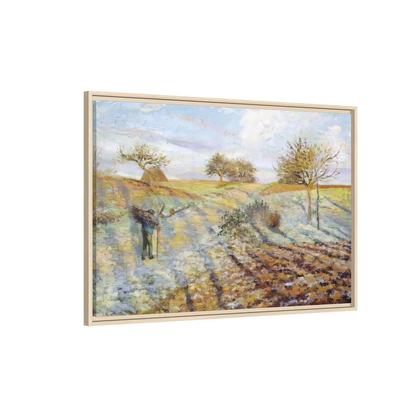 Pissarro, Camille - Hoarfrost (1873) - Matte Canvas, Framed