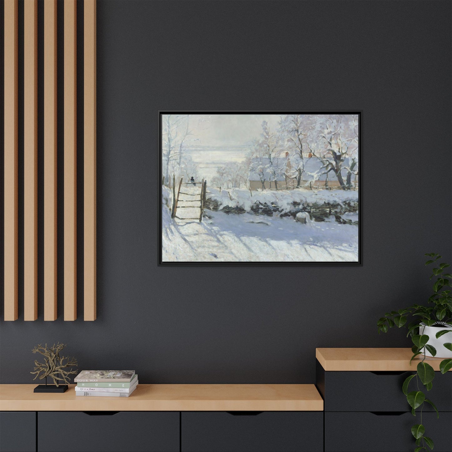 Monet, Claude - The Magpie (1868) - Matte Canvas, Framed