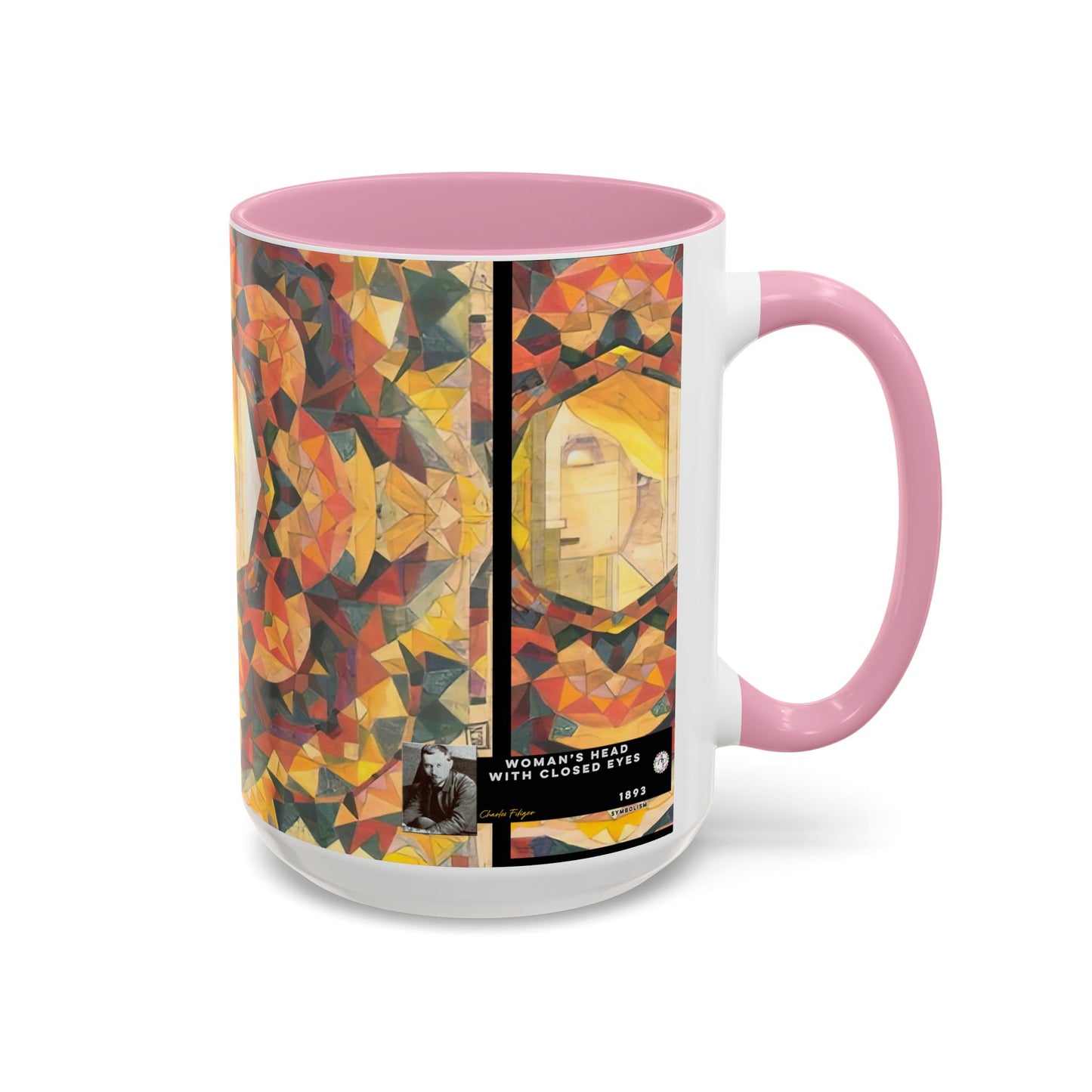 Filiger, Charles - Woman’s Head with Closed Eyes (1893) - Colorful Accent Mugs