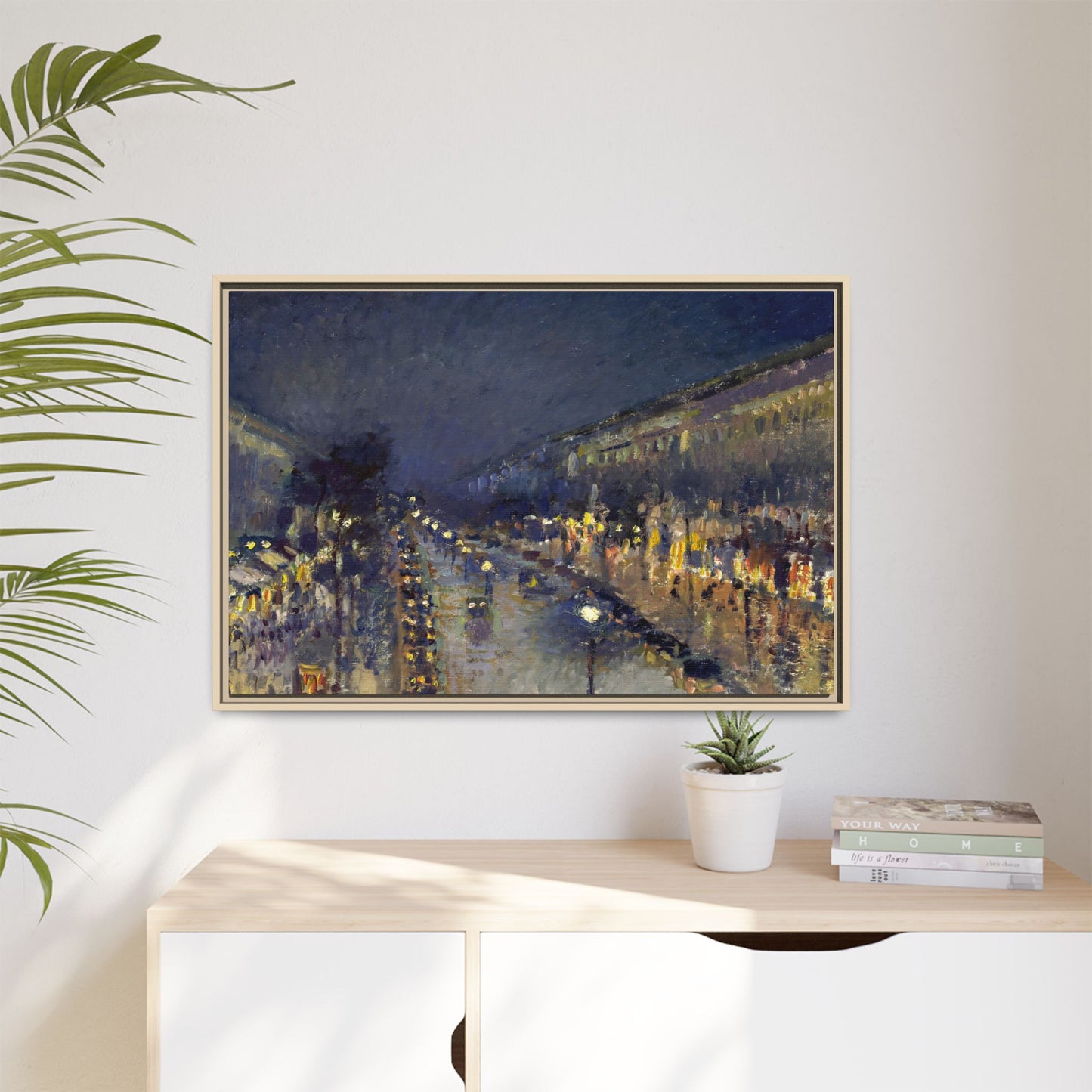 Pissarro, Camille - The Boulevard Montmartre At Night (1897) - Matte Canvas, Framed