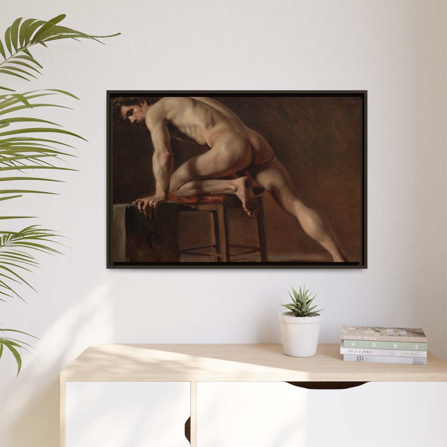 Courbet, Gustave - Study of a Nude Man (1840) - Matte Canvas, Framed