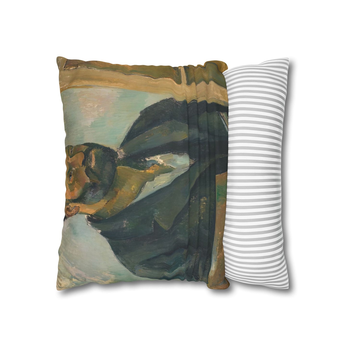 Cézanne, Paul - Portrait of the Artist with a Palette (1890) - Suede Square Pillowcase
