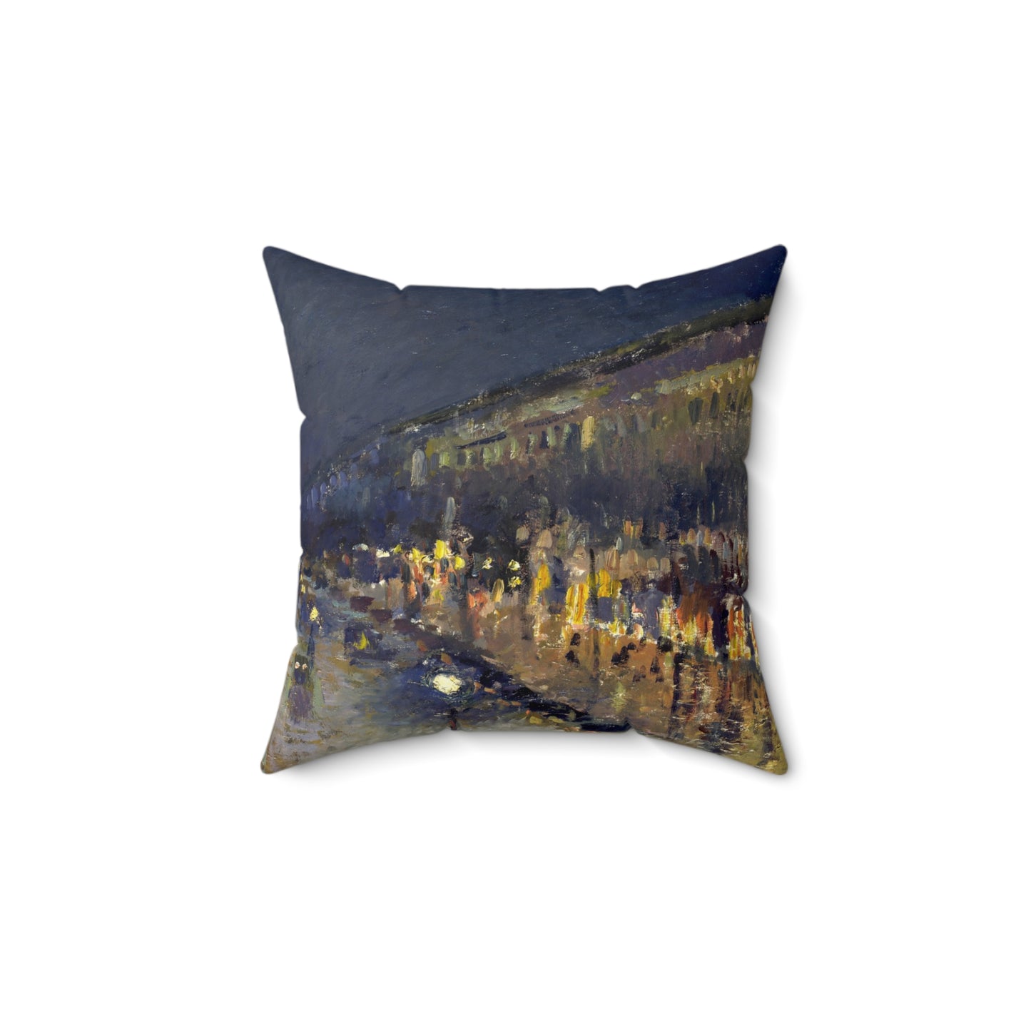 Pissarro, Camille - The Boulevard Montmartre At Night (1897) - Suede Square Pillow