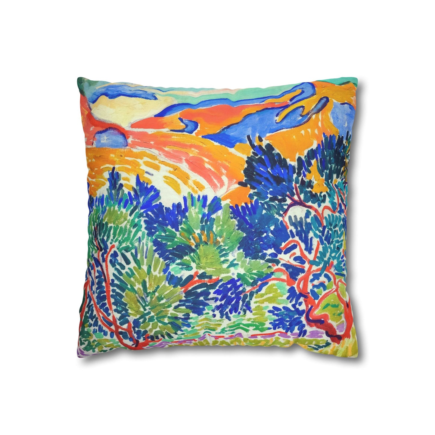 Derain, André - Mountains at Collioure (1905) - Suede Square Pillowcase