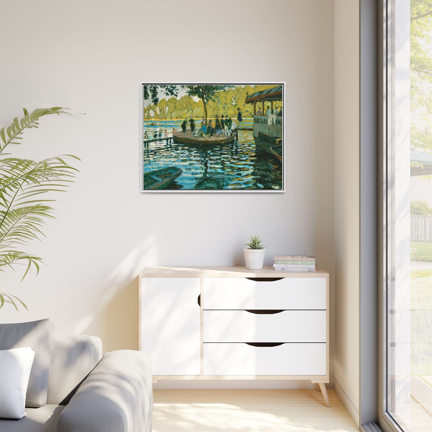 Monet, Claude - La Grenouillere (1869) - Matte Canvas, Framed